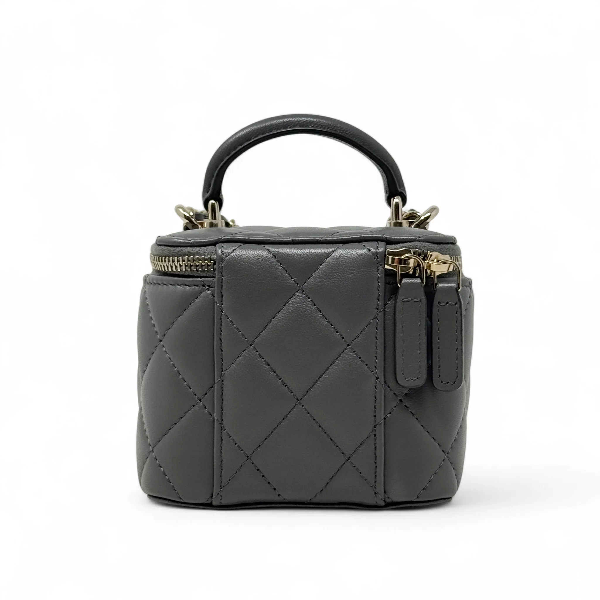 Chanel Grey Mini Vanity Case With Chain - Image 3
