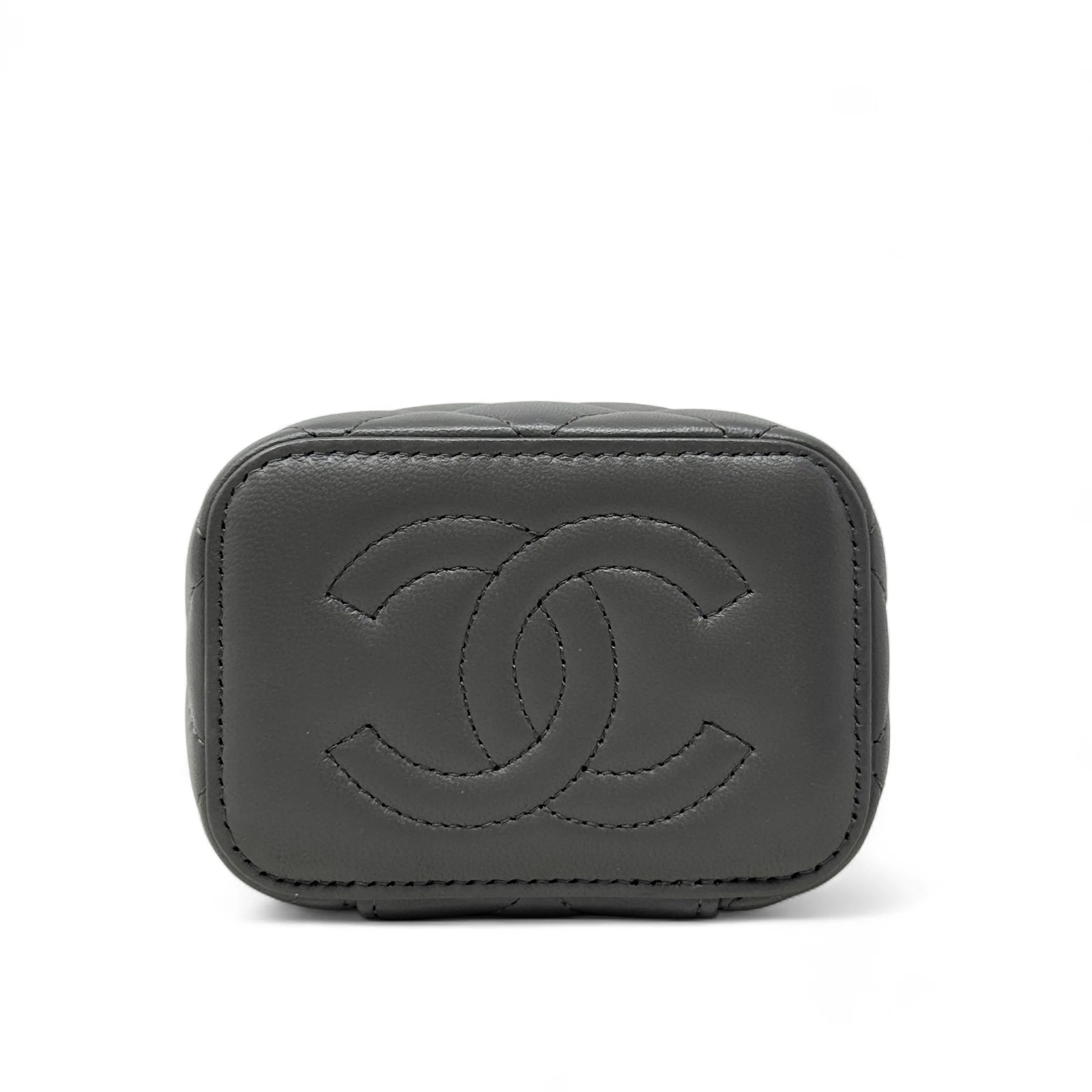 Chanel Grey Mini Vanity Case With Chain - Image 5