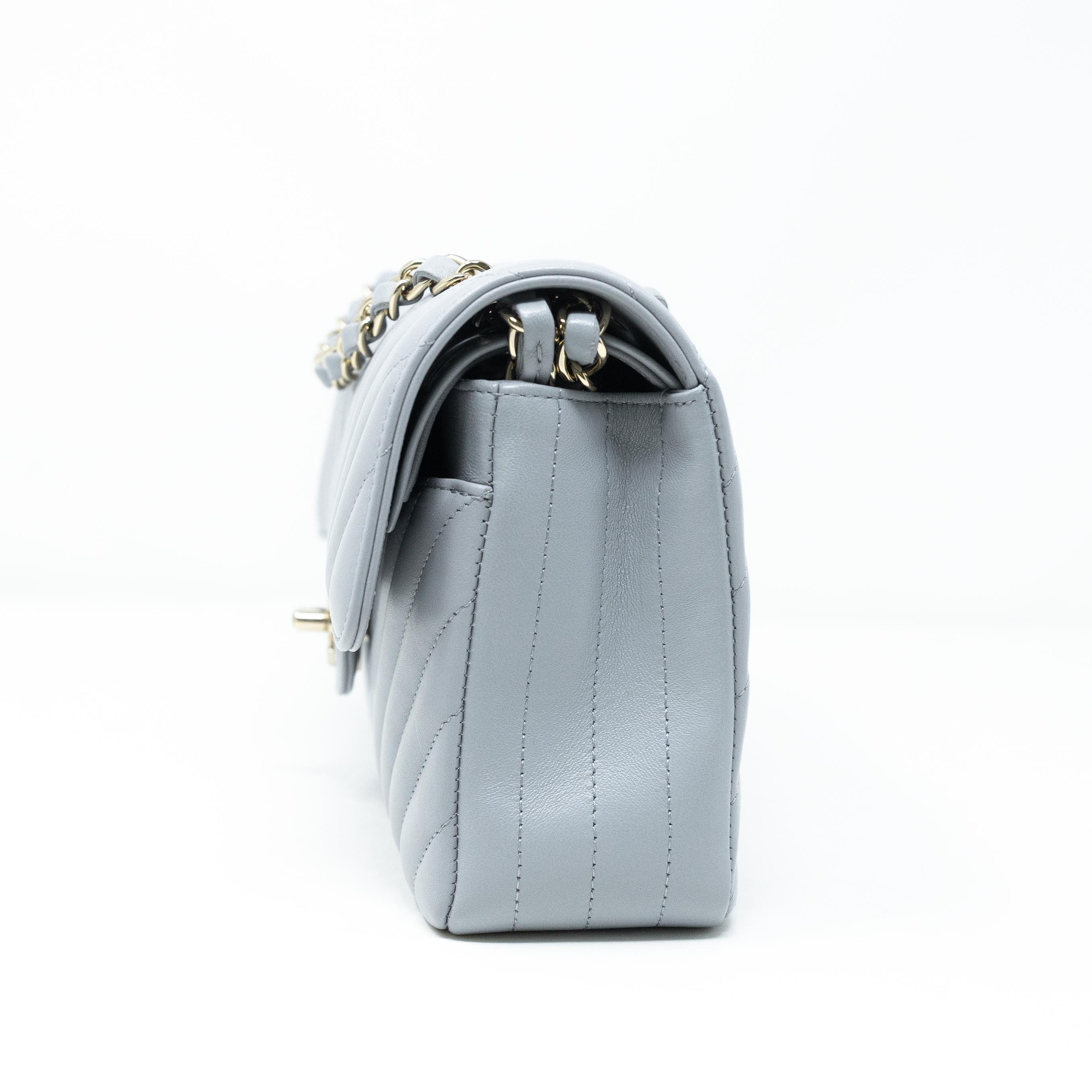 Chanel Grey Chevron Small Classic Flap - Image 2