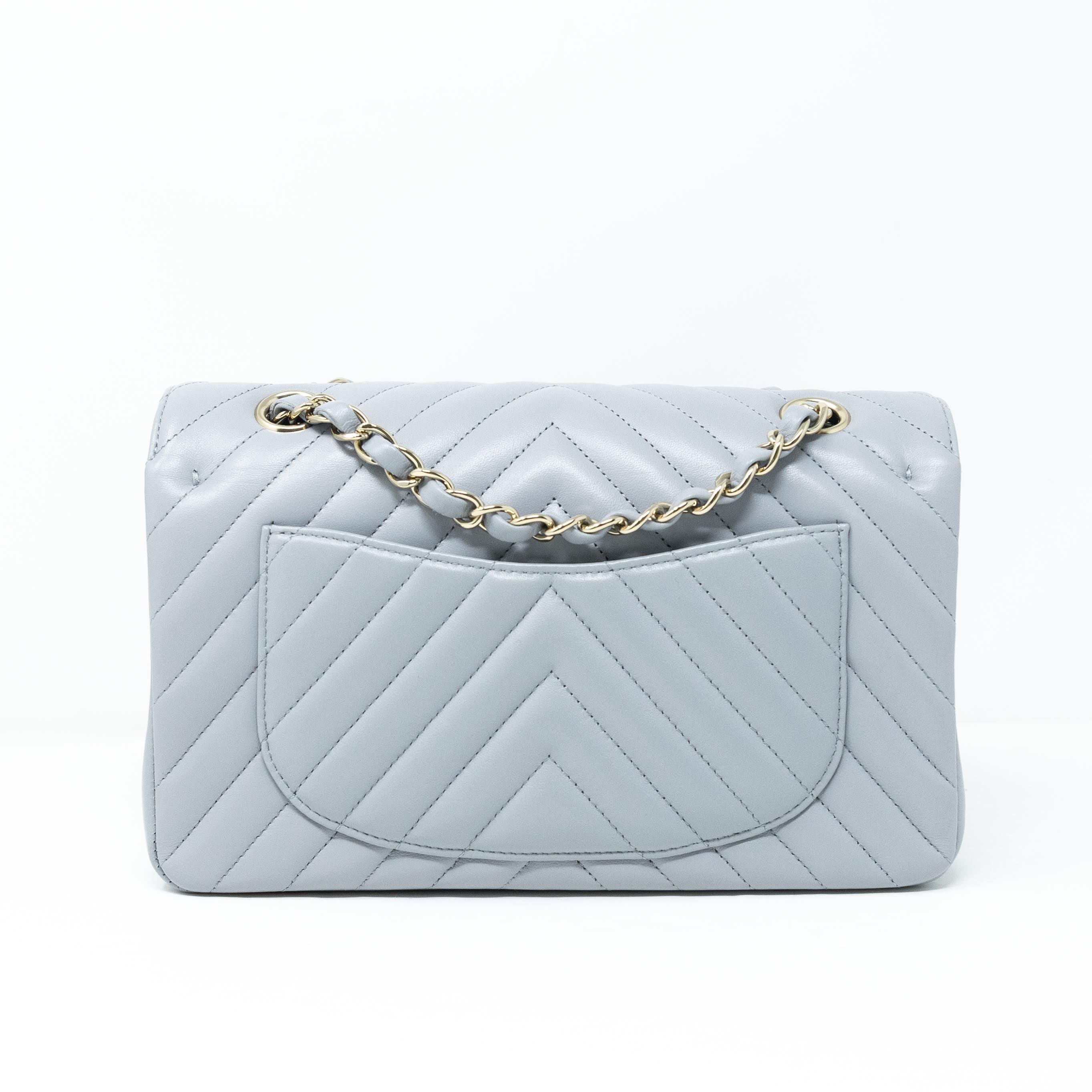 Chanel Grey Chevron Small Classic Flap - Image 3