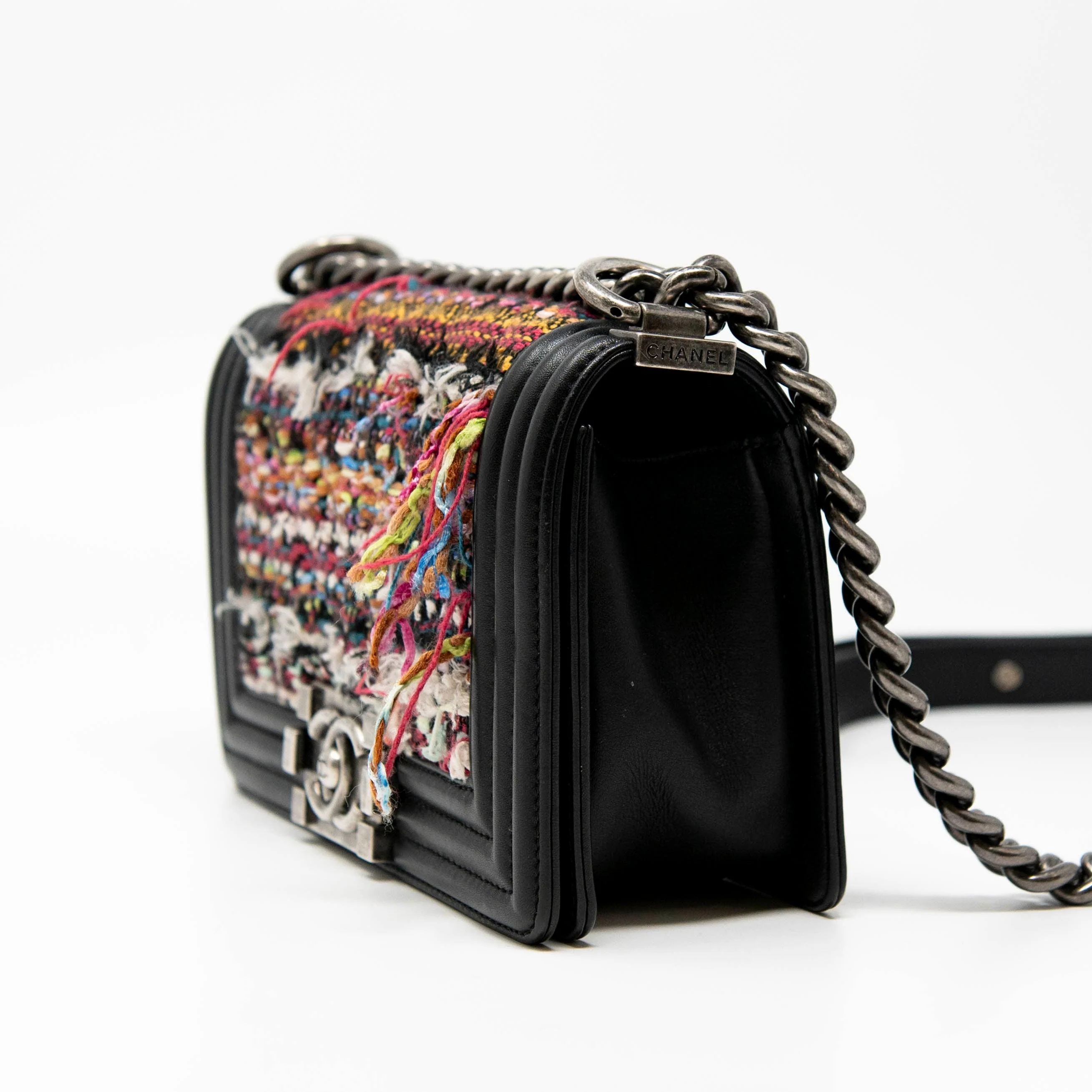 Chanel Multicolour Tweed Small Boy Bag - Image 2