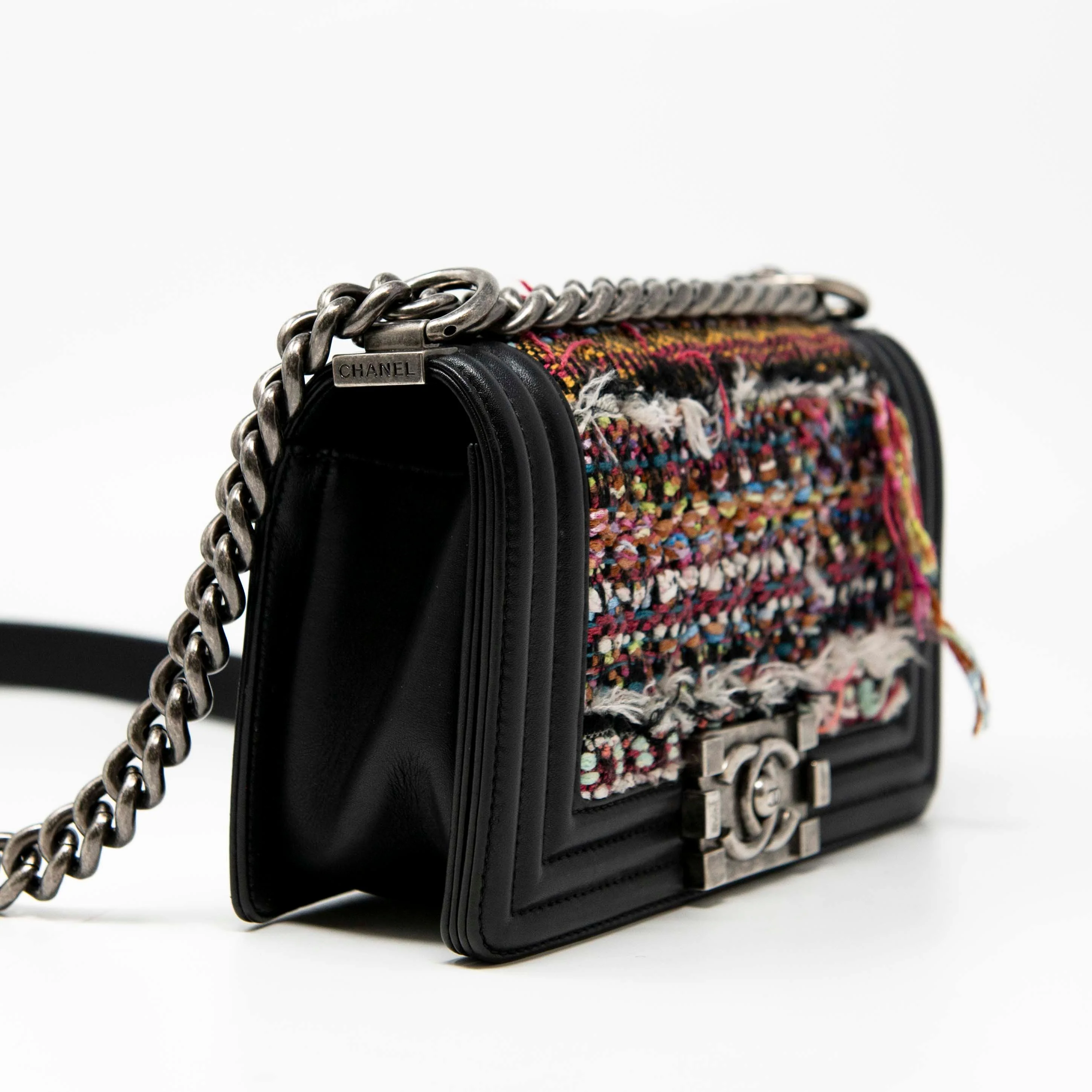 Chanel Multicolour Tweed Small Boy Bag - Image 4