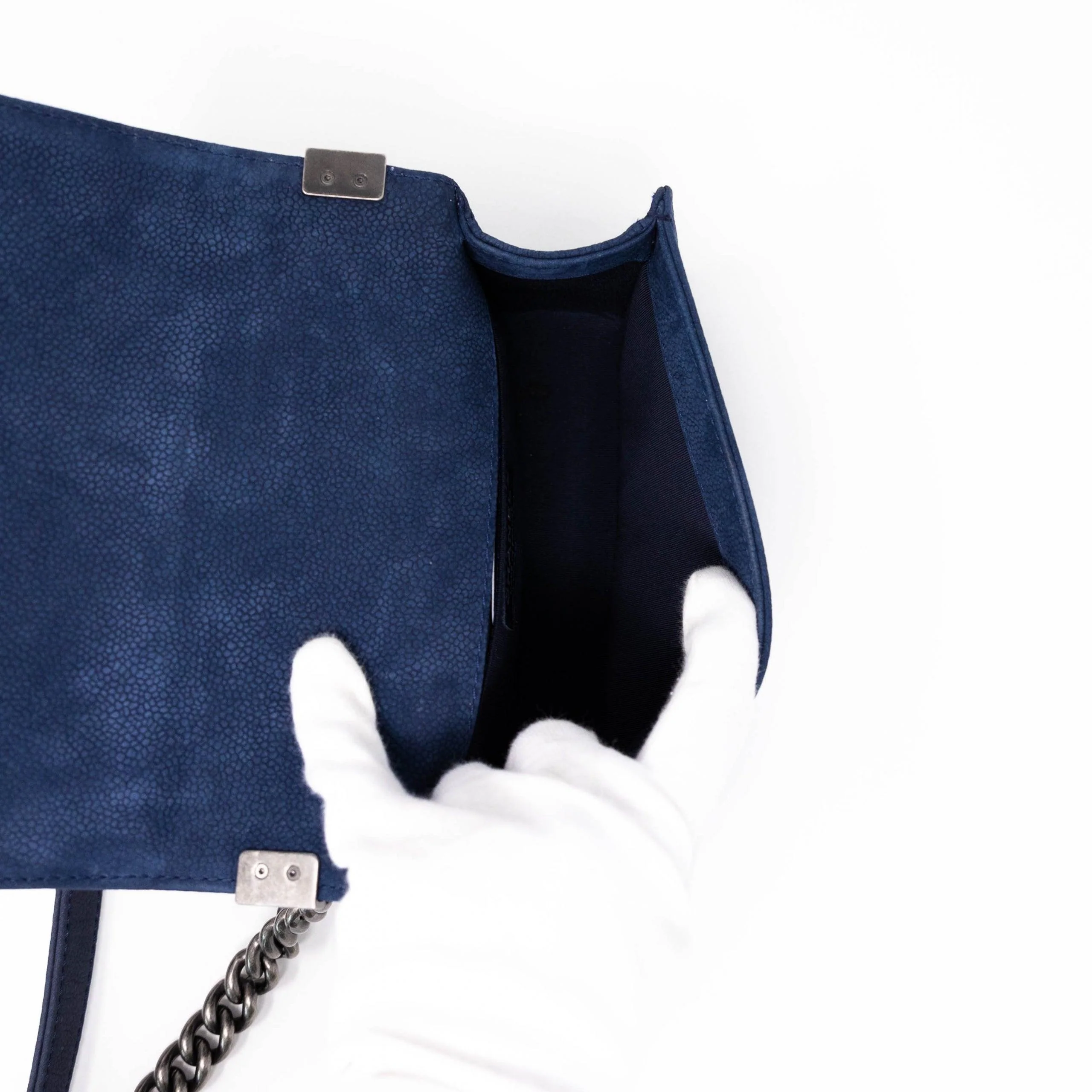 Chanel Blue Suede Small Boy Bag - Image 10