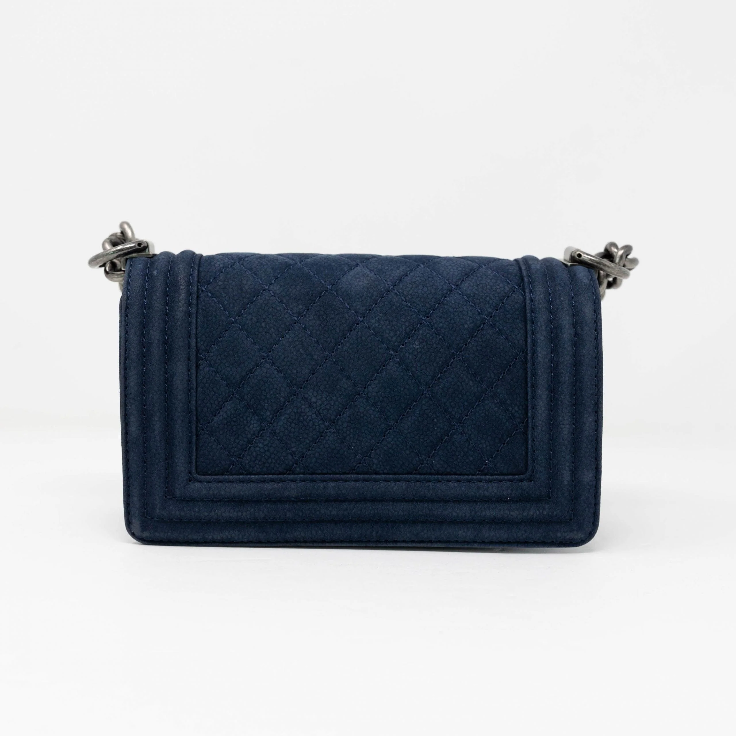 Chanel Blue Suede Small Boy Bag - Image 3