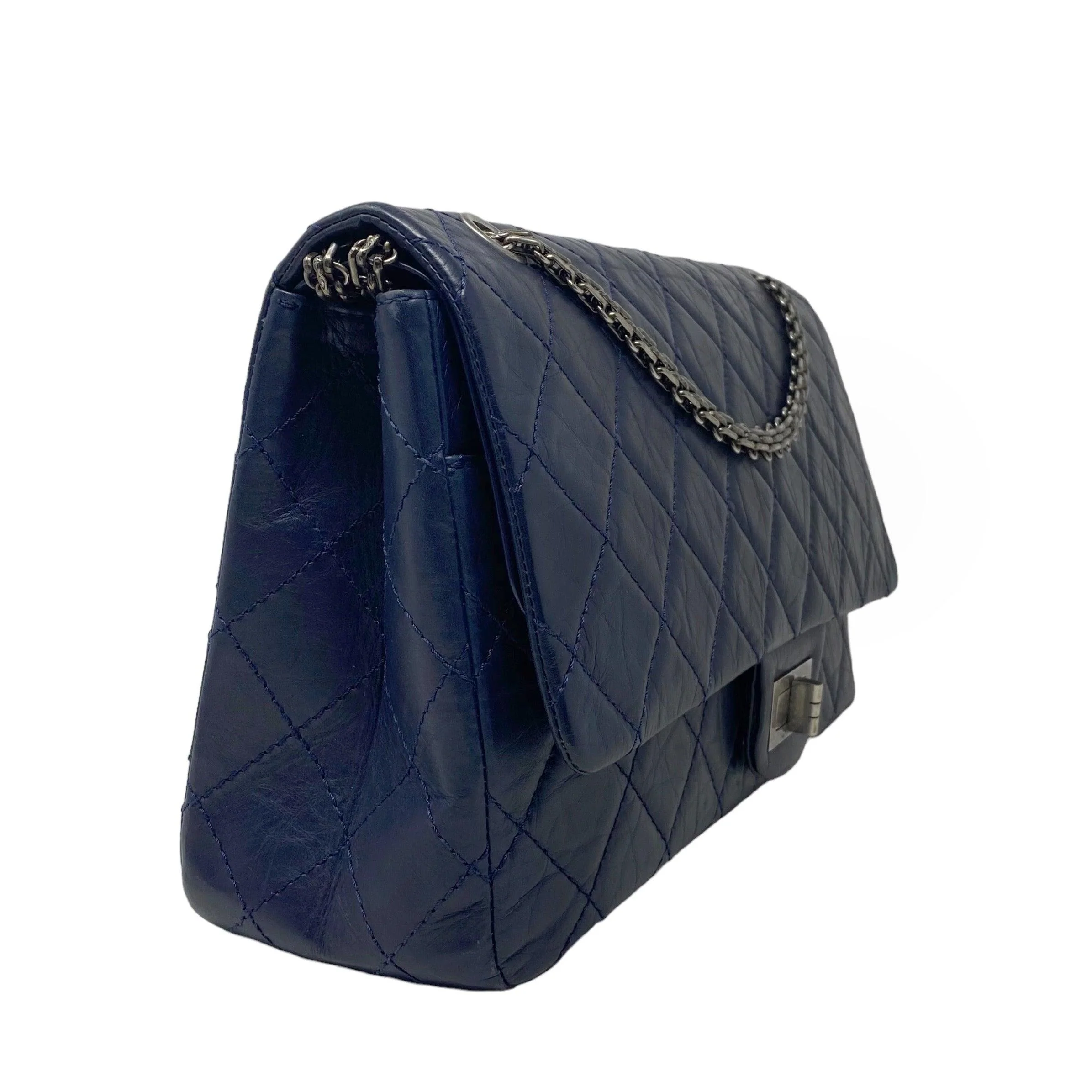 Chanel Navy Crinkled Calfskin 2.55 Reissue 227 - Image 4