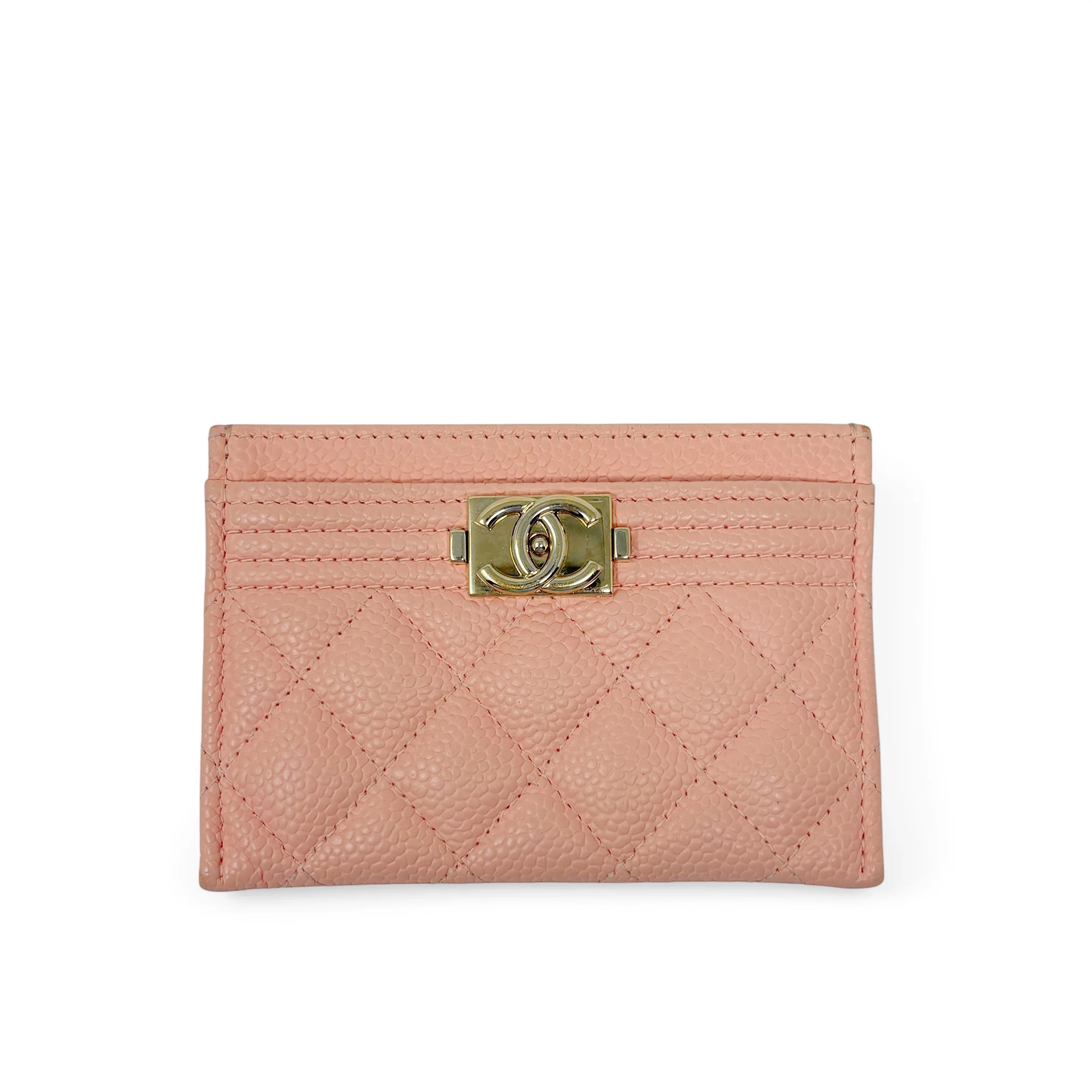 Chanel Peach Caviar Boy Cardholder