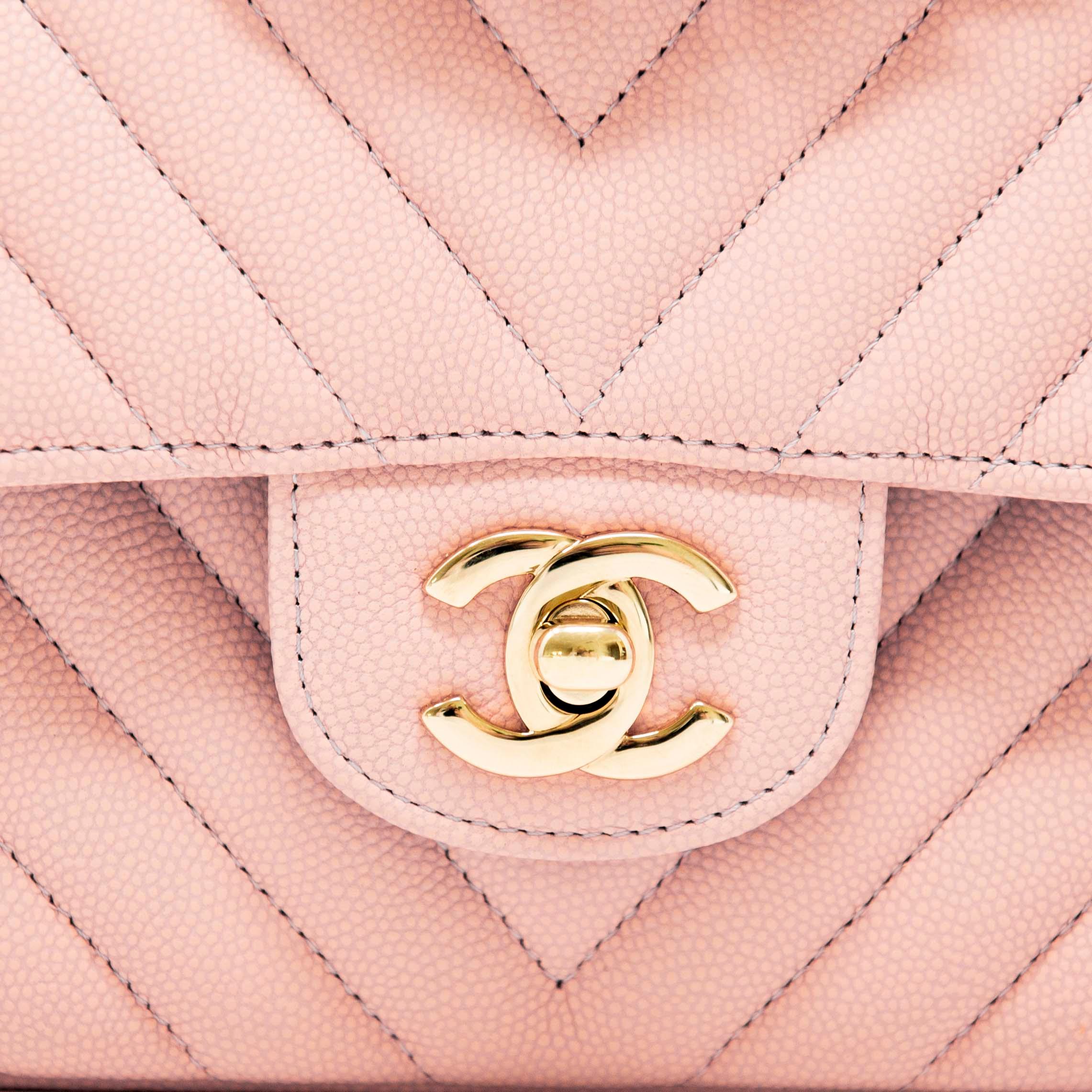 Chanel Pink Chevron Medium Classic Flap - Image 10