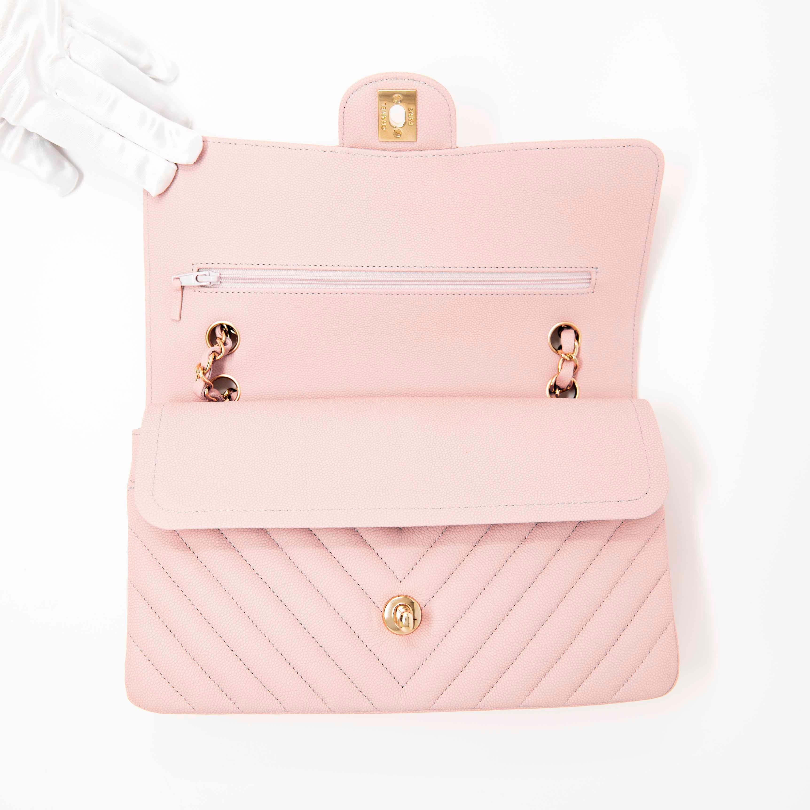 Chanel Pink Chevron Medium Classic Flap - Image 11