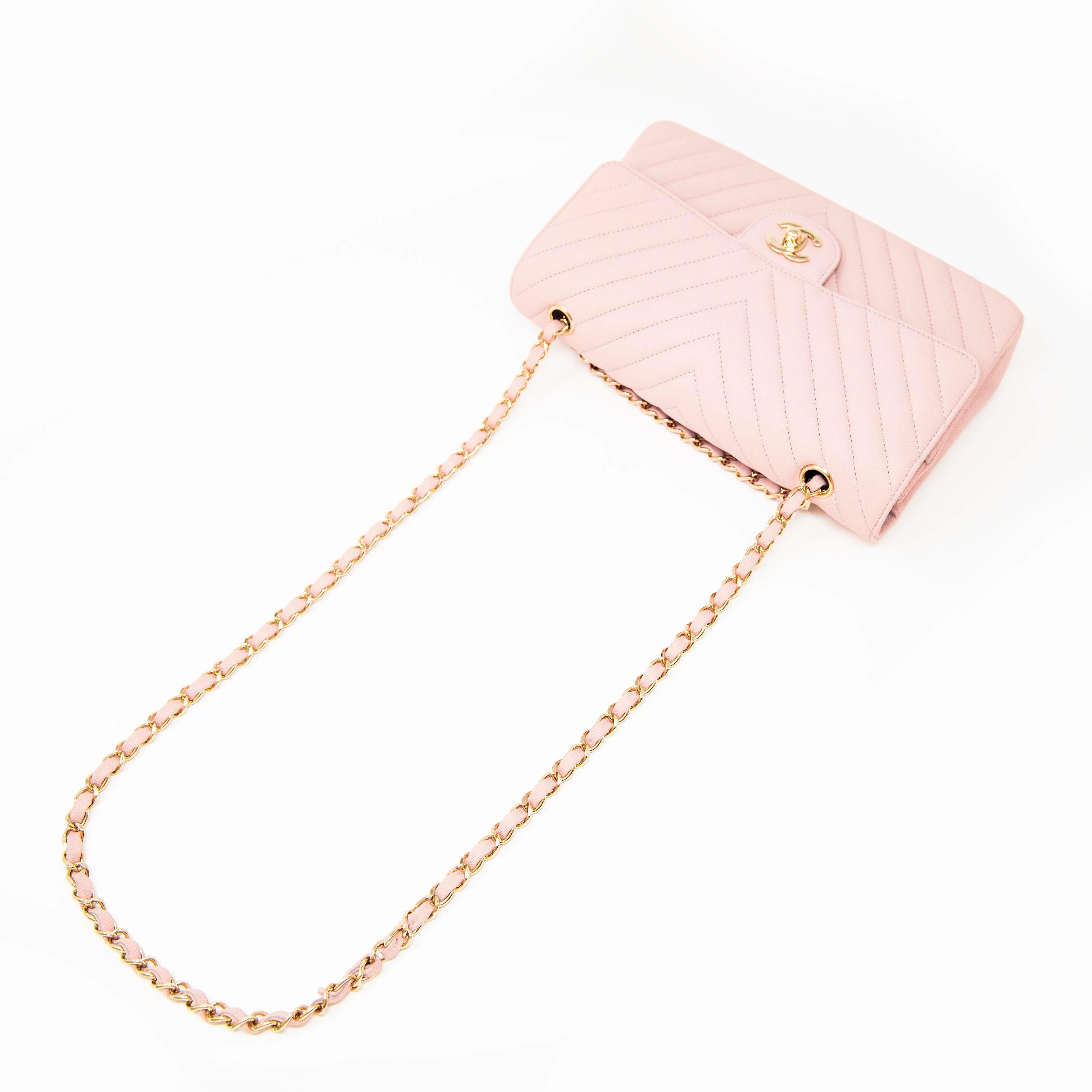 Chanel Pink Chevron Medium Classic Flap - Image 16