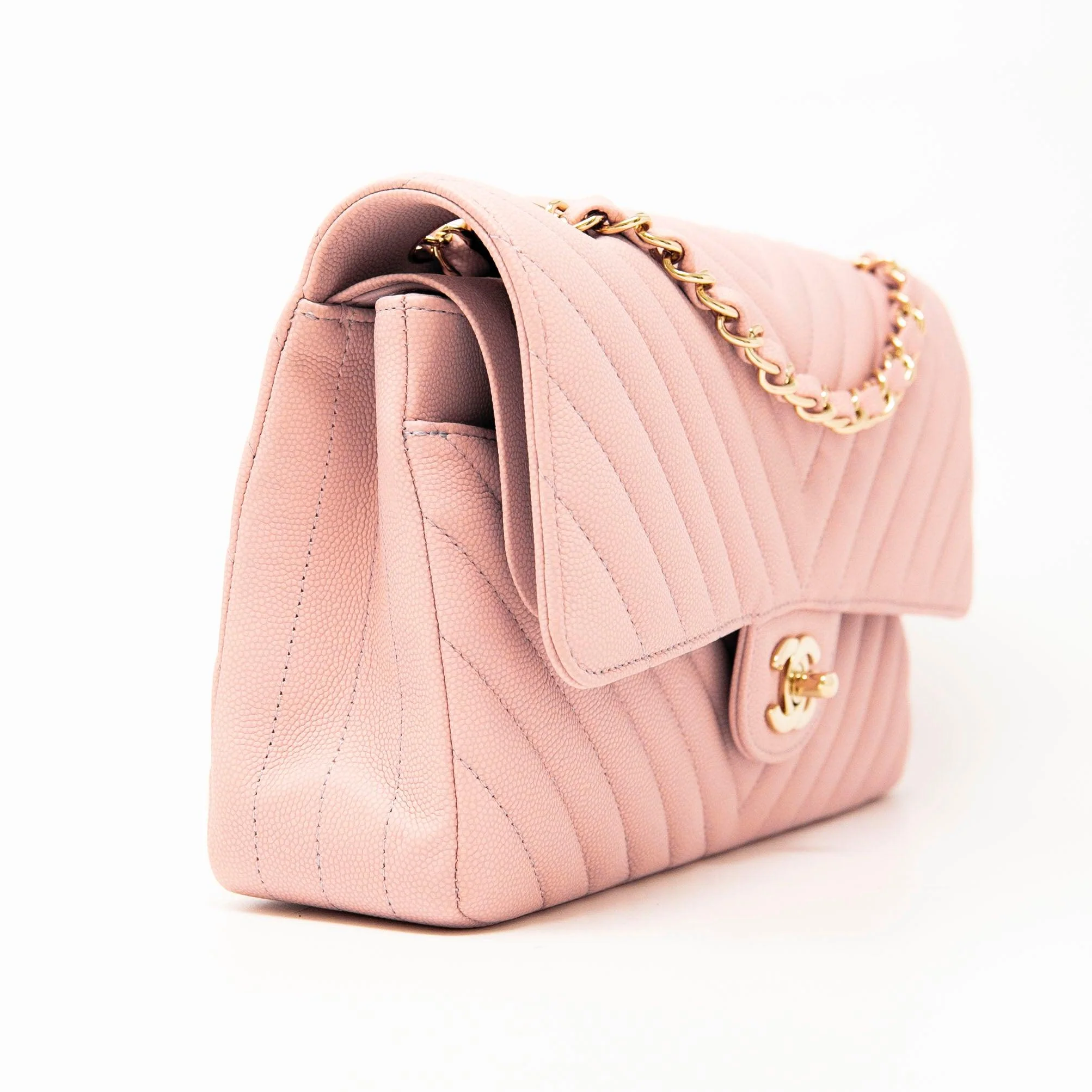 Chanel Pink Chevron Medium Classic Flap - Image 4
