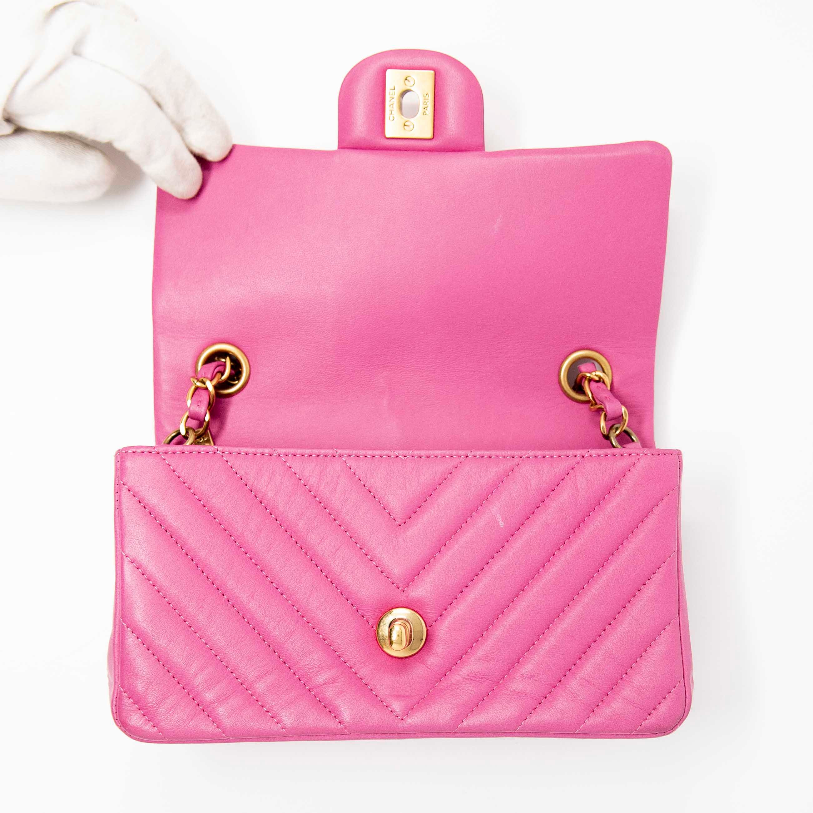 Chanel Pink Chevron Mini Flap - Image 11