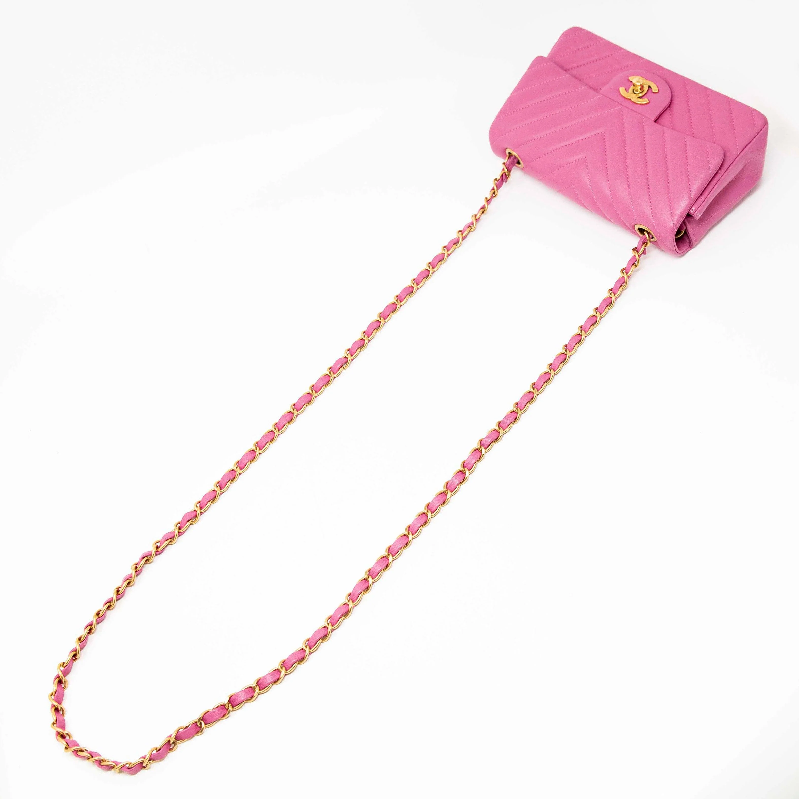 Chanel Pink Chevron Mini Flap - Image 15