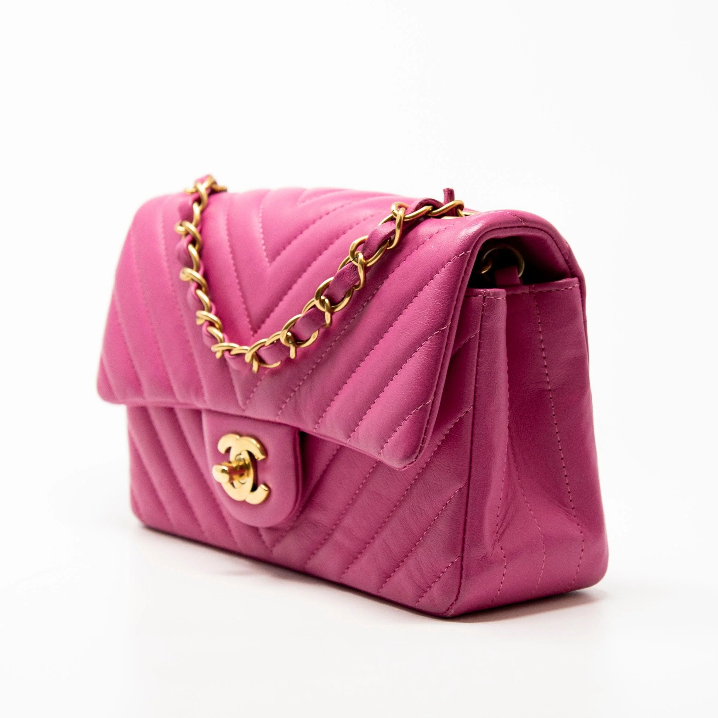 Chanel Pink Chevron Mini Flap - Image 2