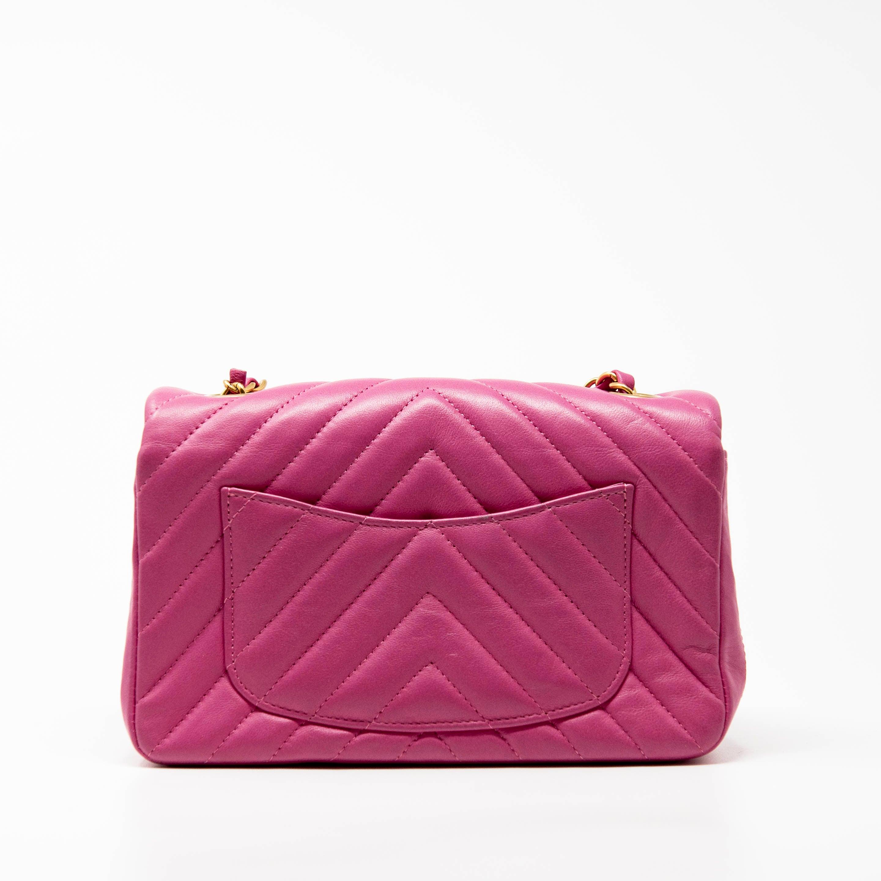 Chanel Pink Chevron Mini Flap - Image 3