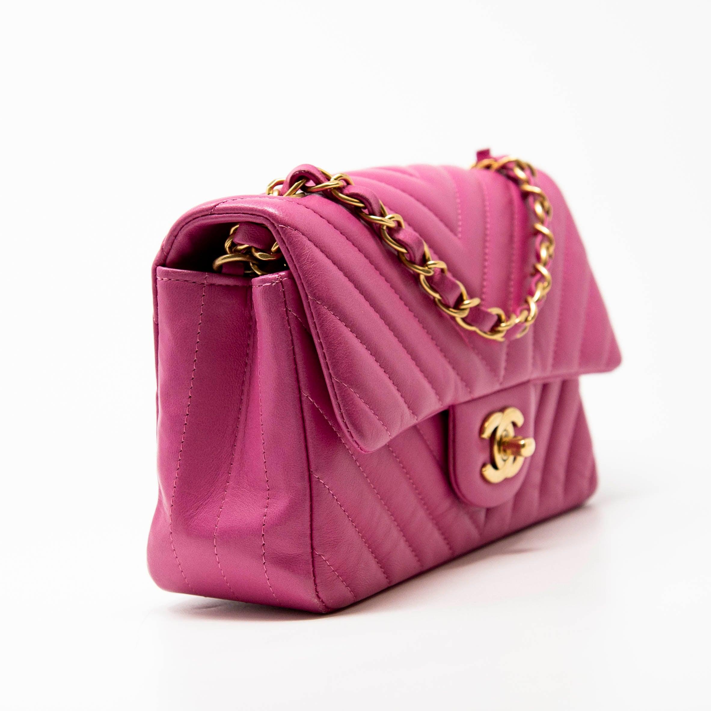 Chanel Pink Chevron Mini Flap - Image 4
