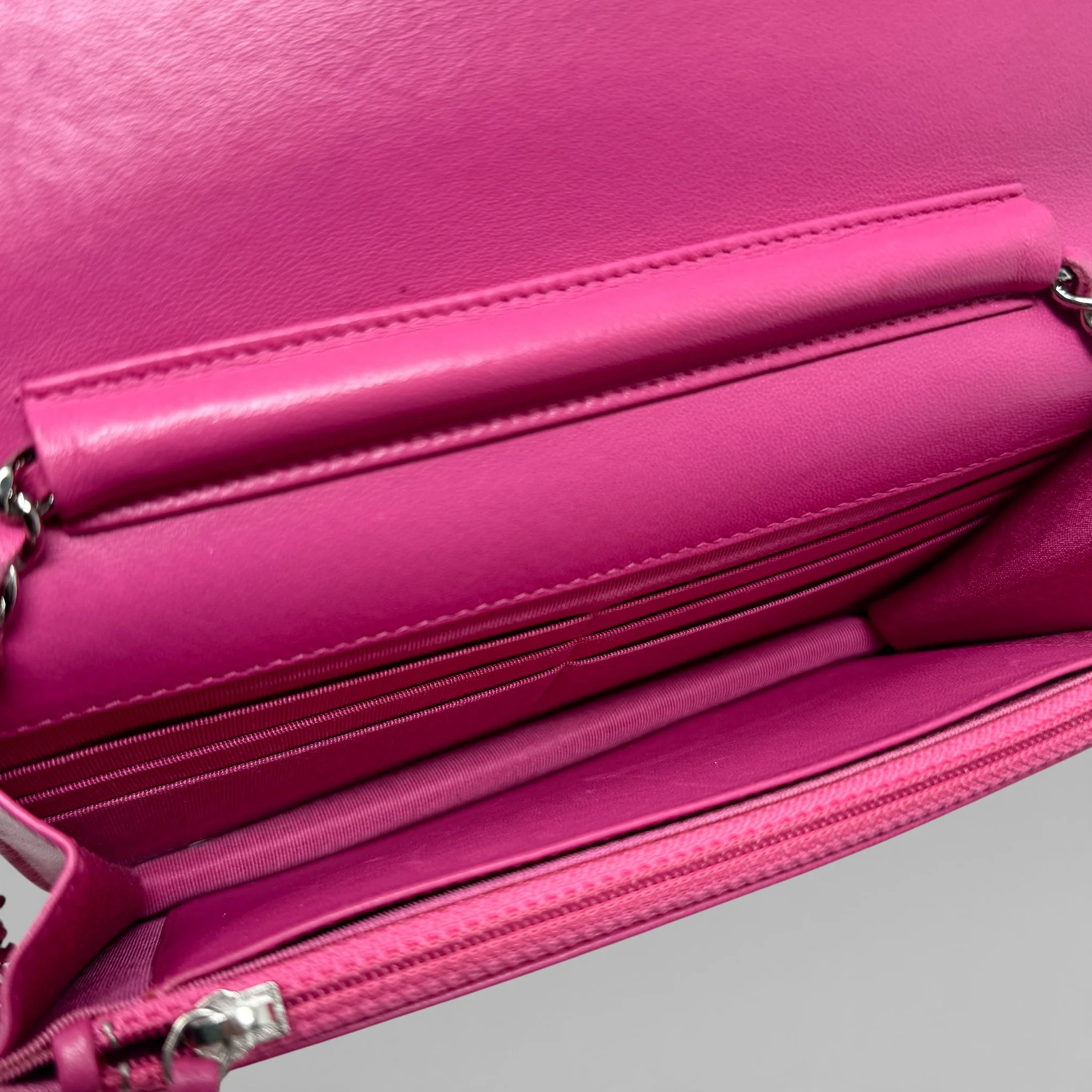 Chanel Pink Lambskin Classic Wallet On Chain - Image 12