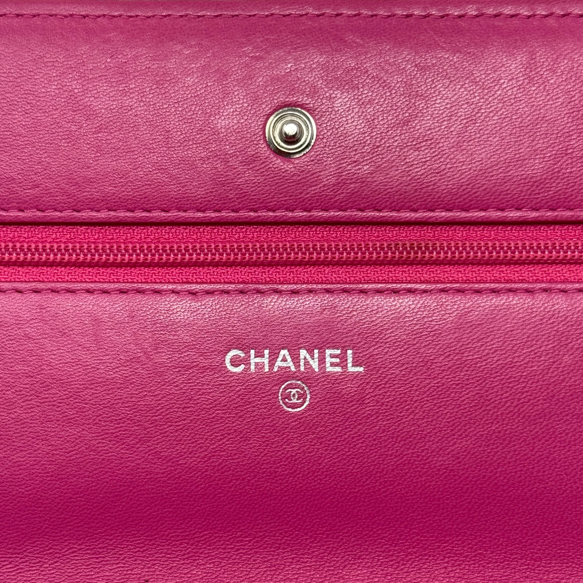 Chanel Pink Lambskin Classic Wallet On Chain - Image 13