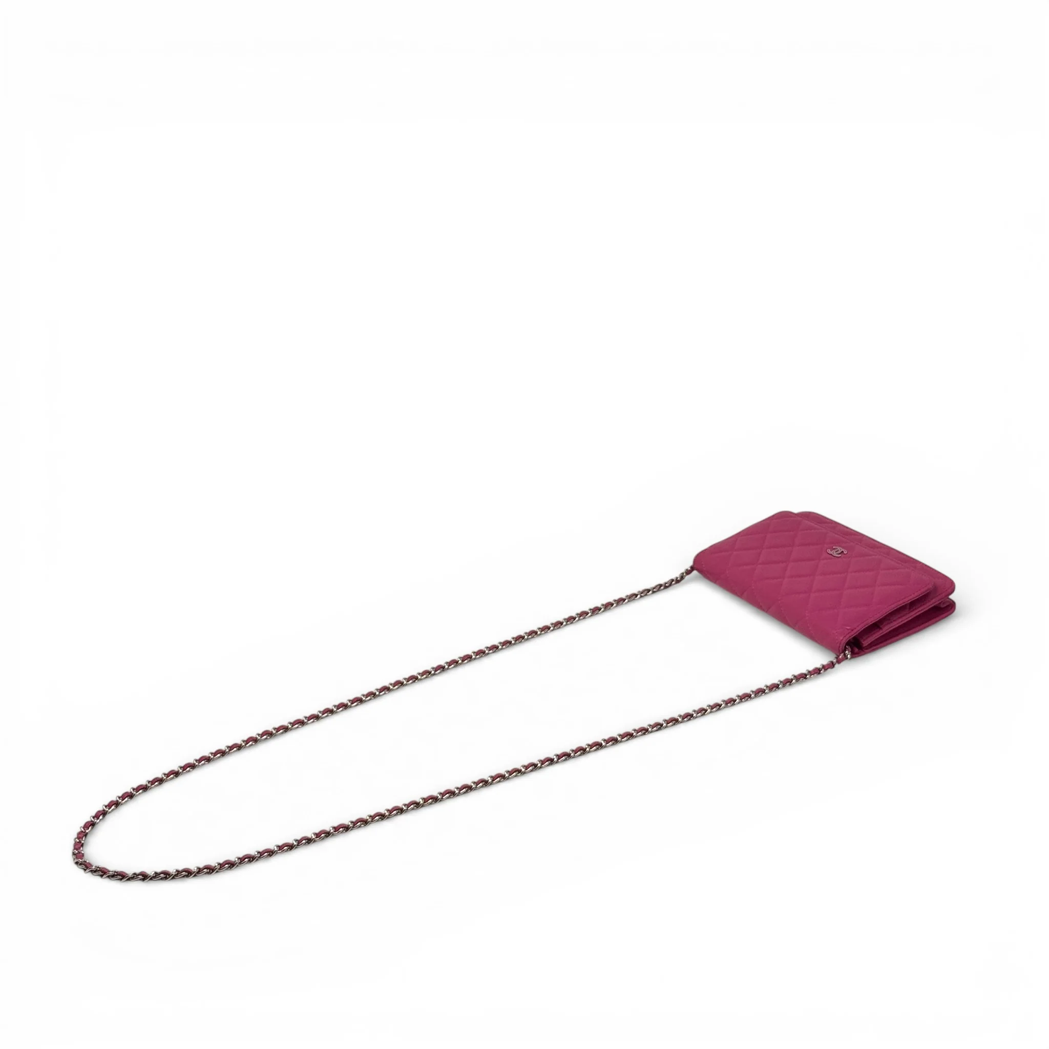 Chanel Pink Lambskin Classic Wallet On Chain - Image 15