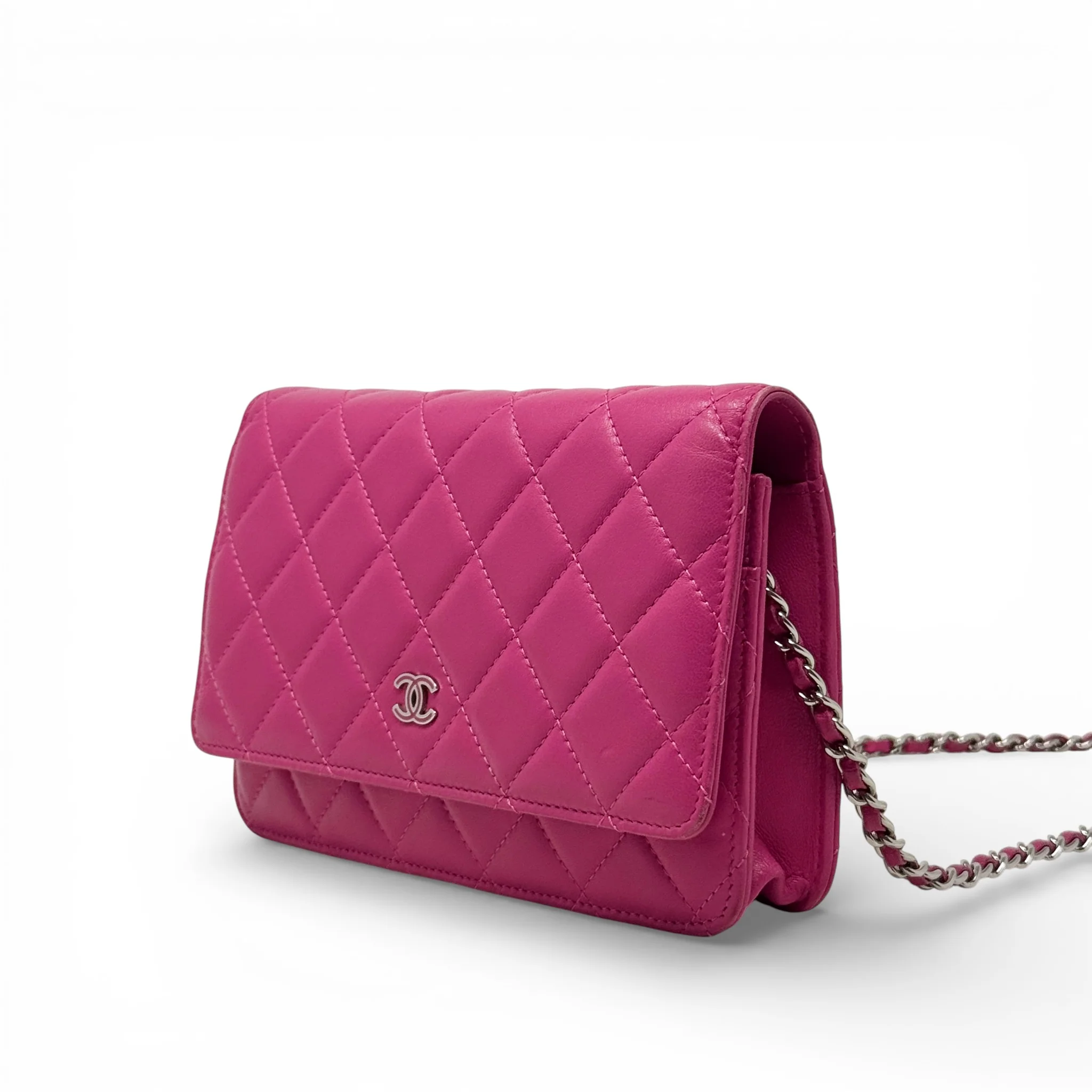 Chanel Pink Lambskin Classic Wallet On Chain - Image 2
