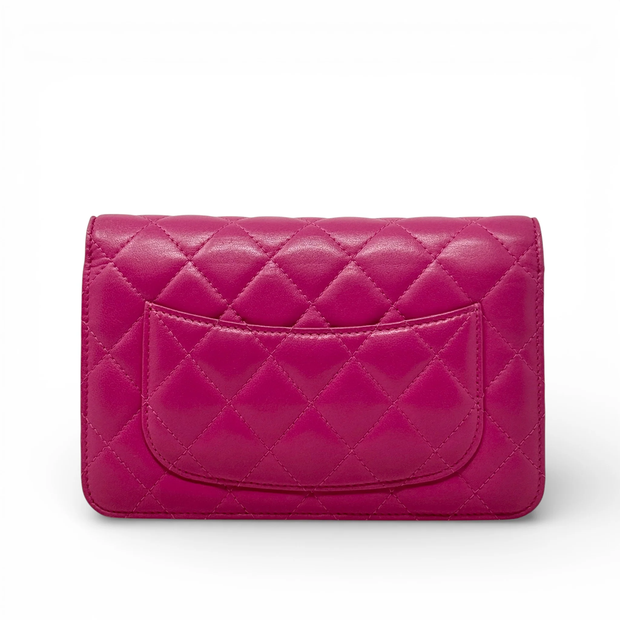 Chanel Pink Lambskin Classic Wallet On Chain - Image 3