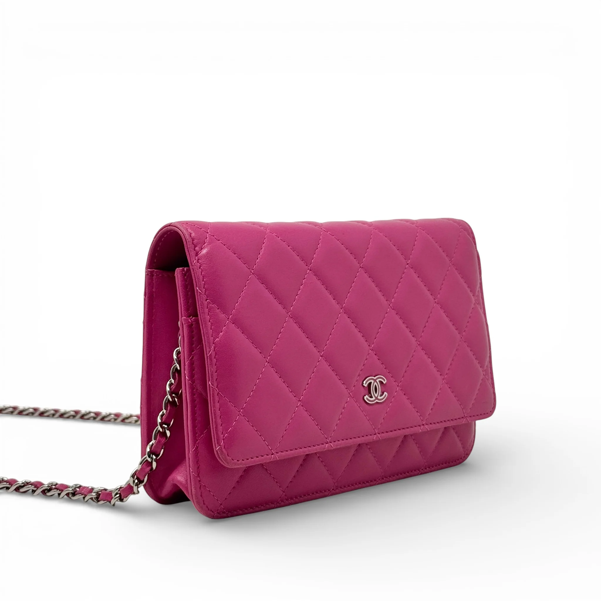 Chanel Pink Lambskin Classic Wallet On Chain - Image 4