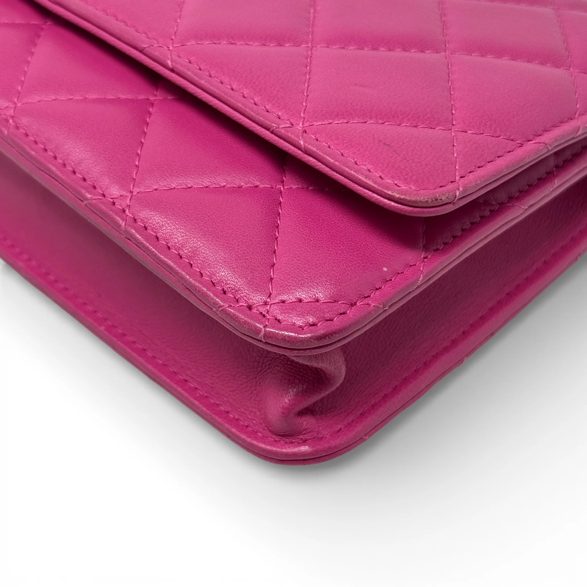 Chanel Pink Lambskin Classic Wallet On Chain - Image 6