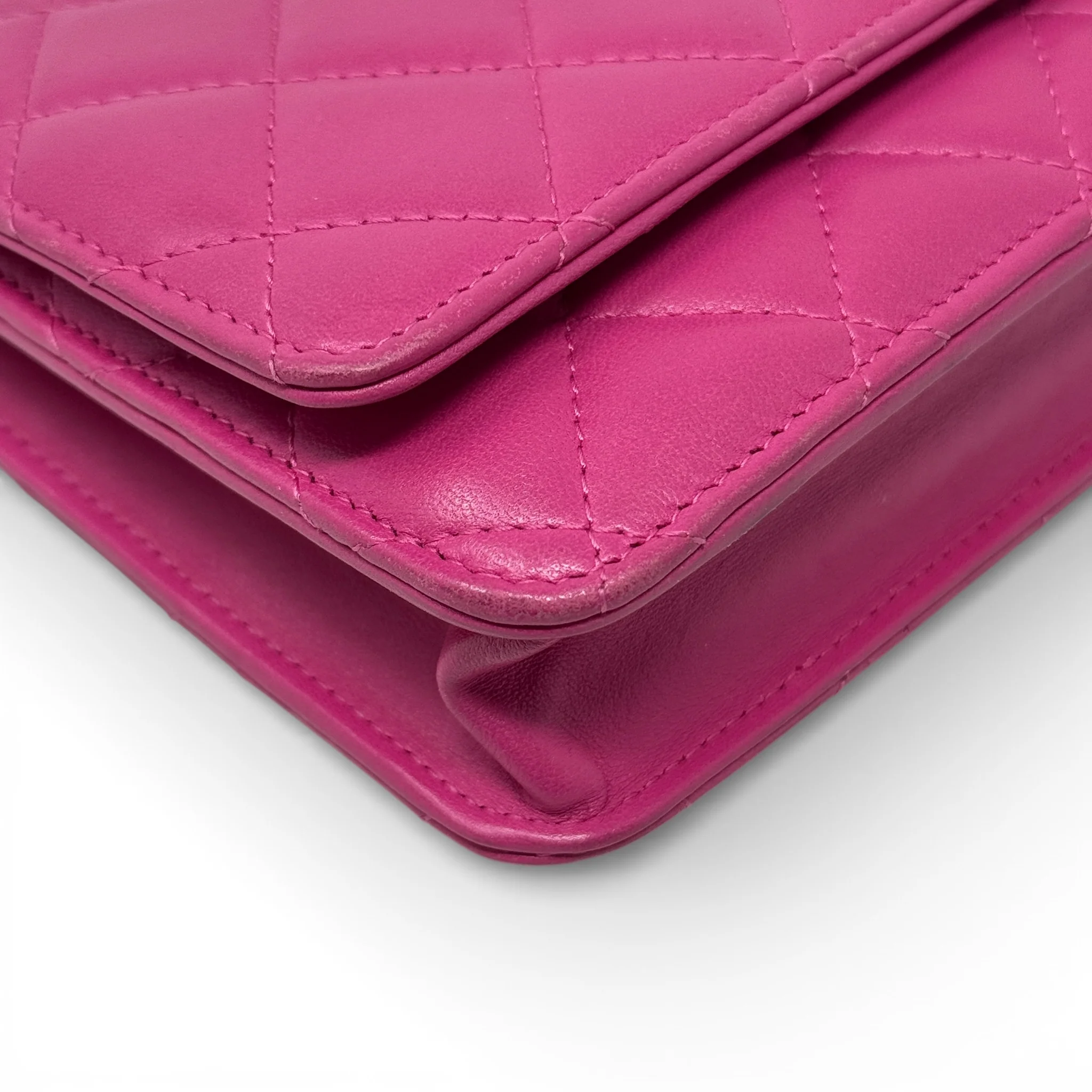 Chanel Pink Lambskin Classic Wallet On Chain - Image 7