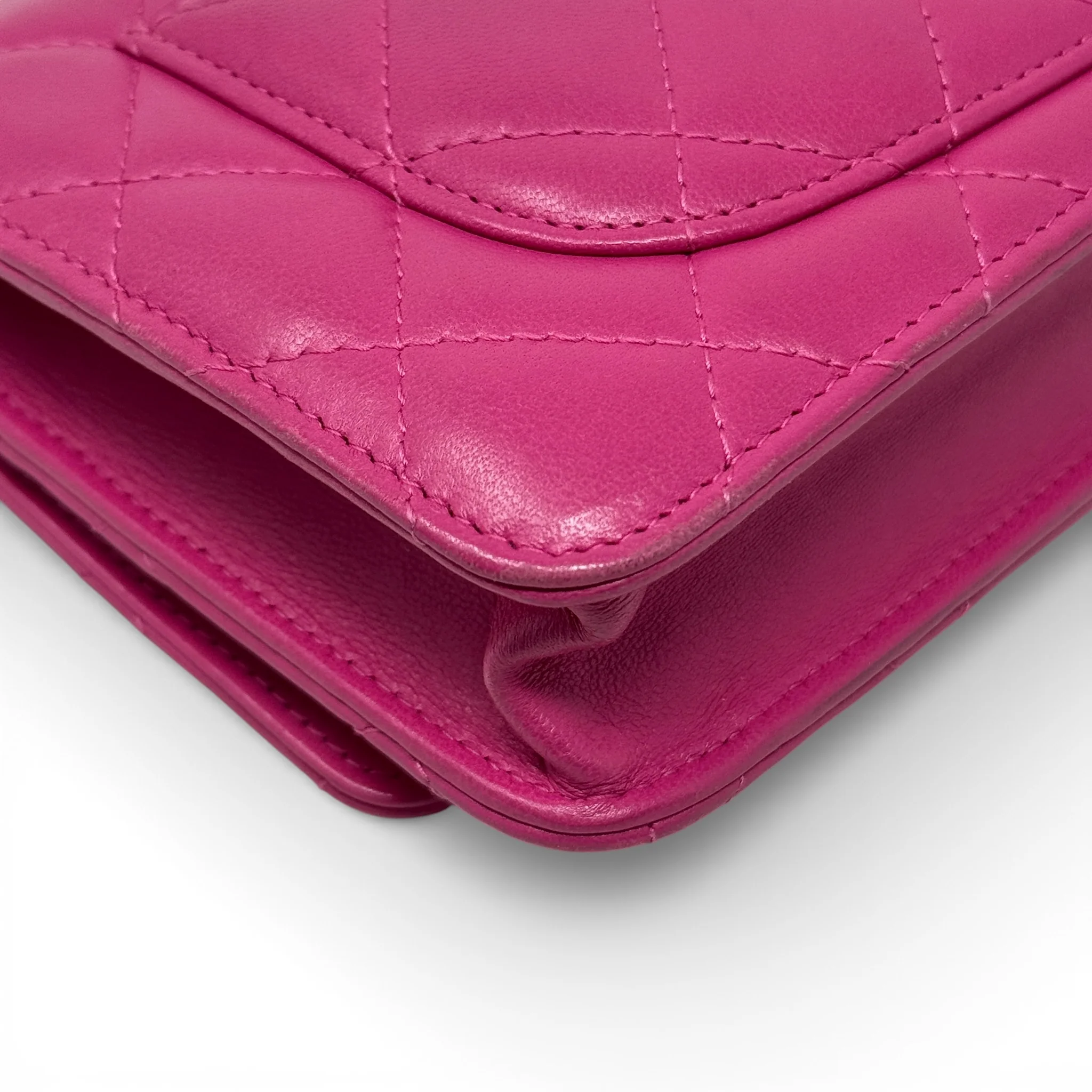 Chanel Pink Lambskin Classic Wallet On Chain - Image 9