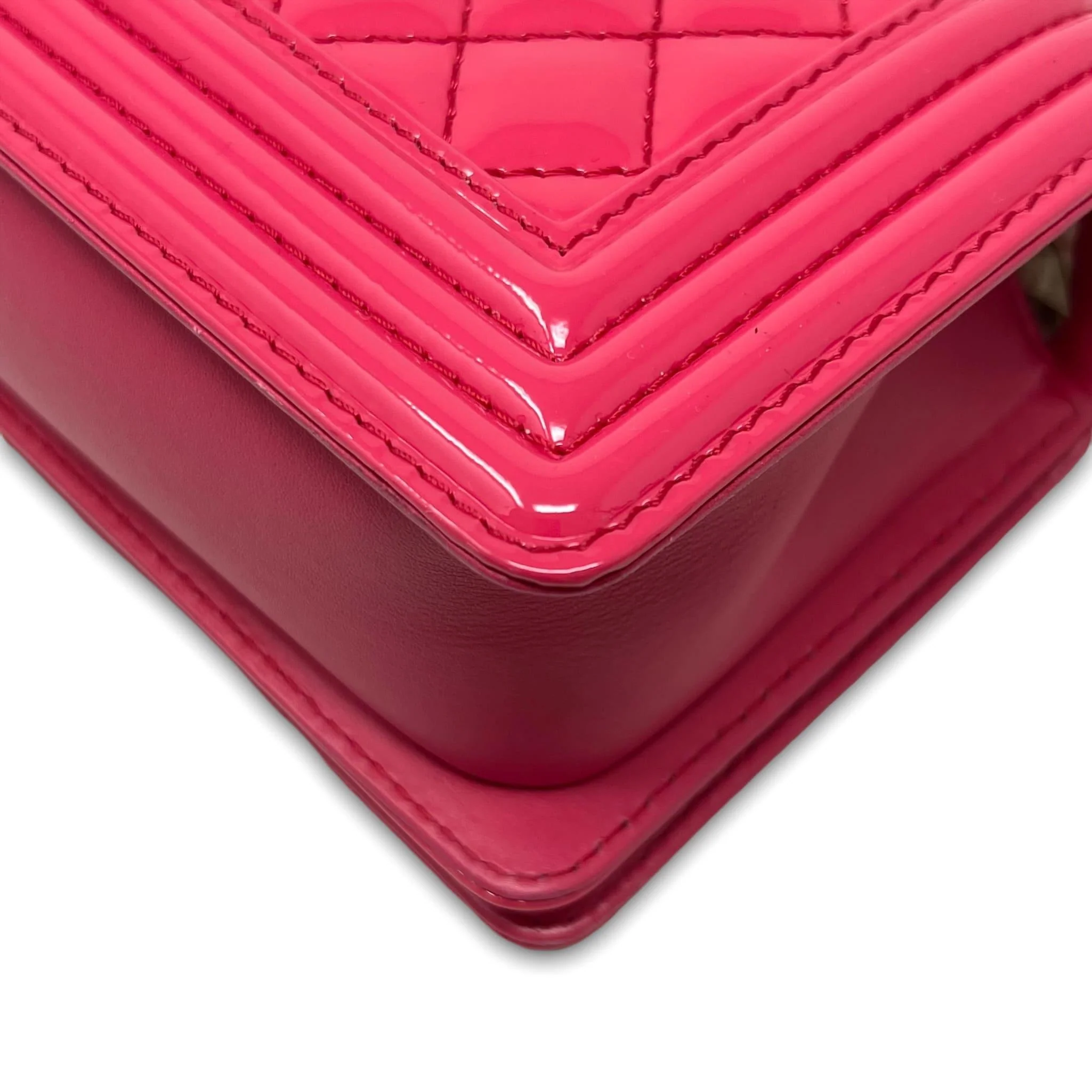 Chanel Pink Patent Small Boy Bag - Image 10
