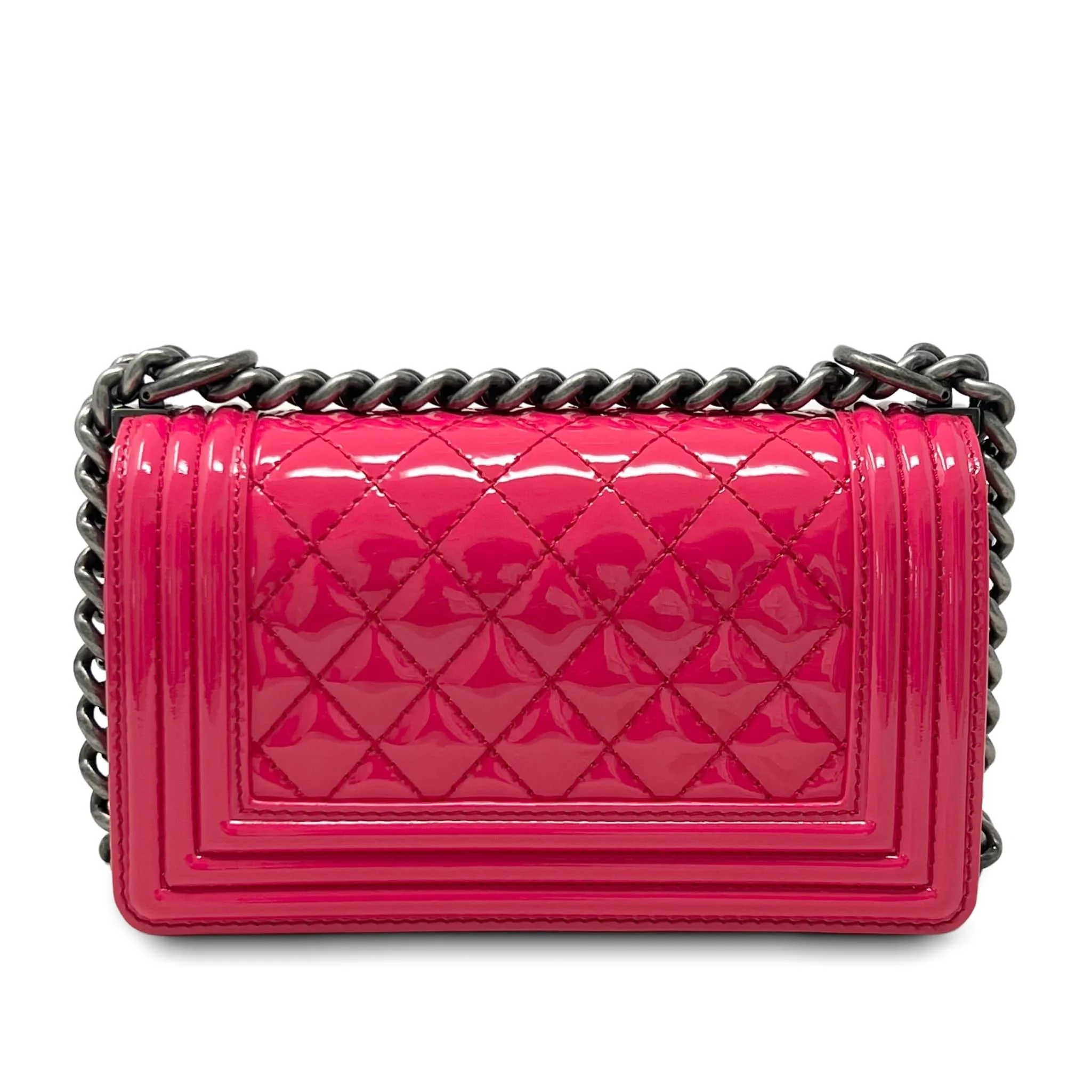 Chanel Pink Patent Small Boy Bag - Image 3