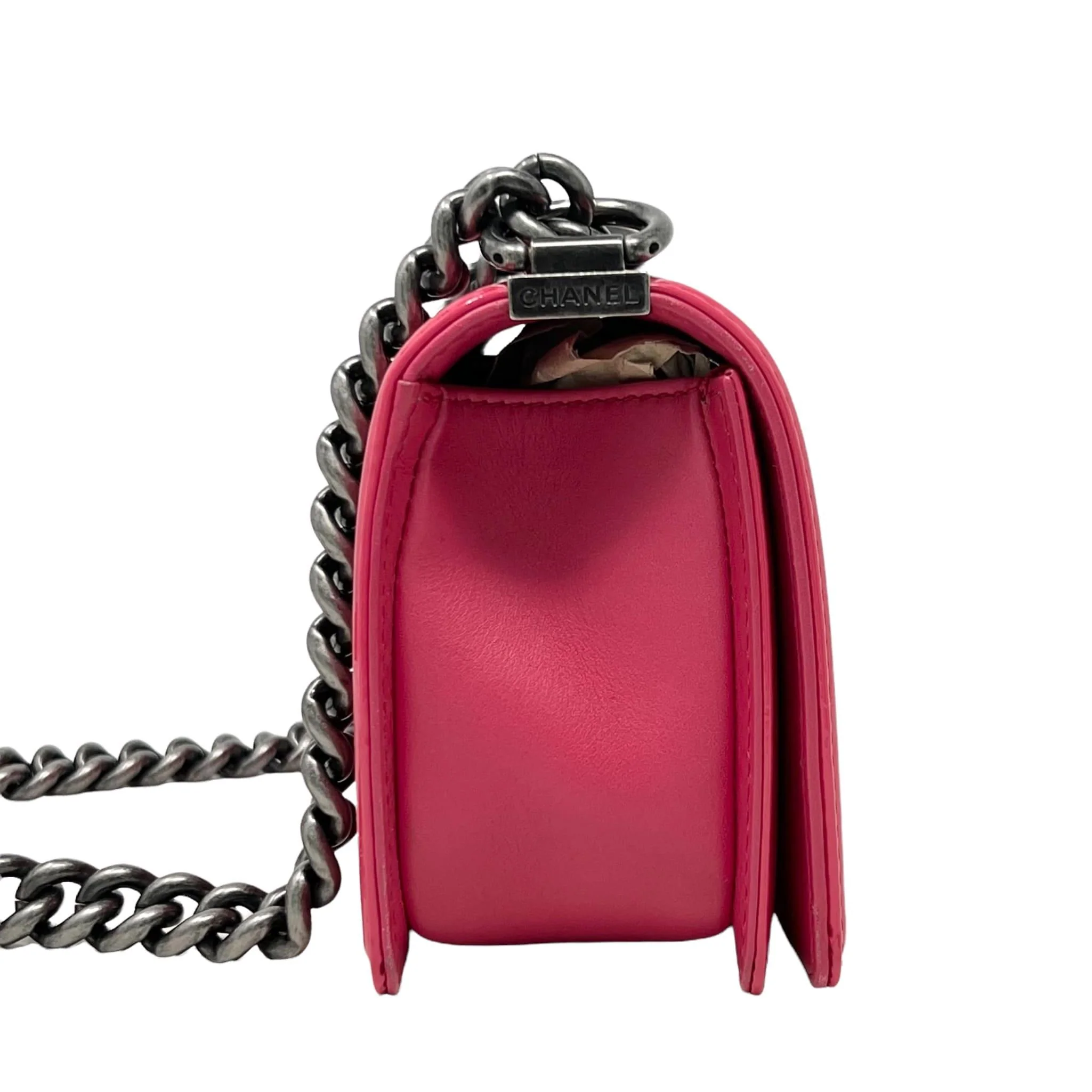 Chanel Pink Patent Small Boy Bag - Image 4