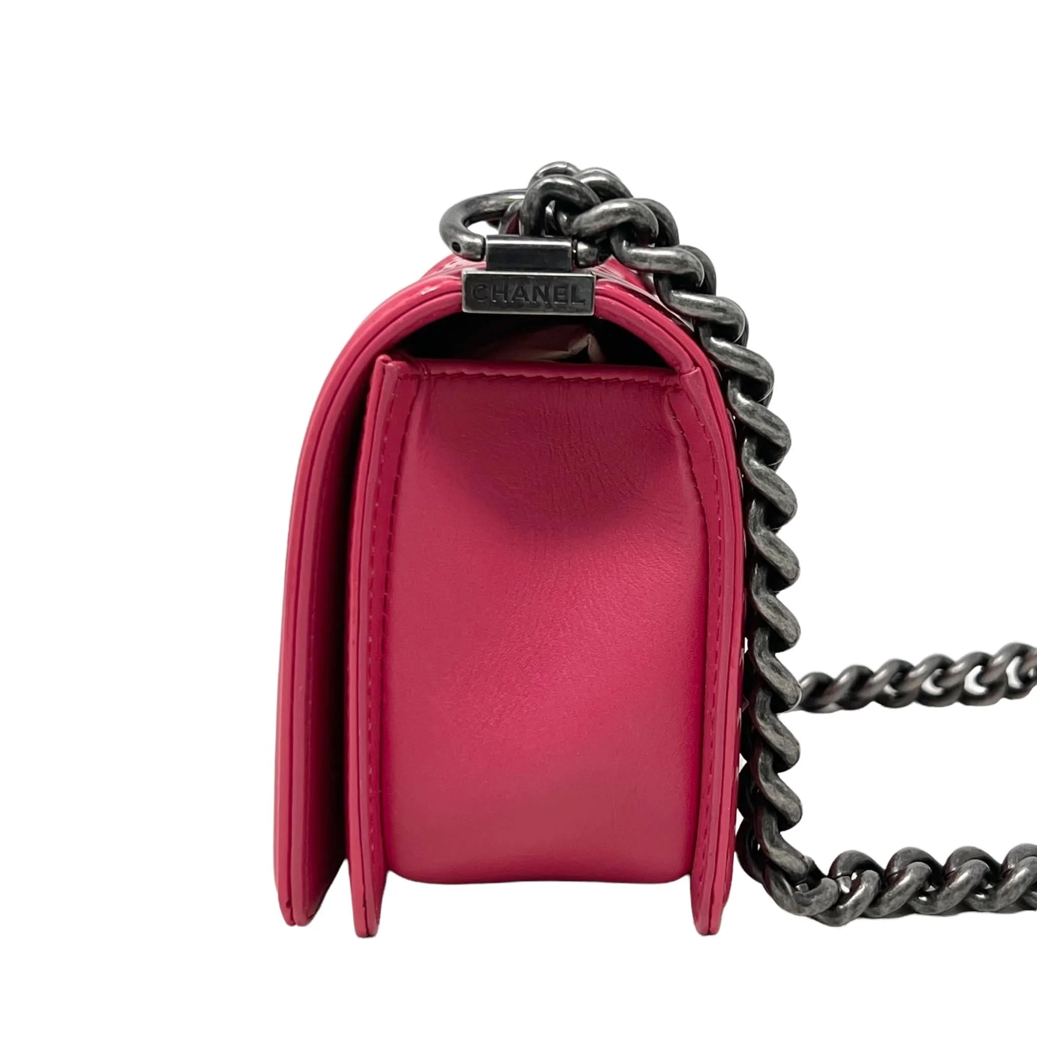 Chanel Pink Patent Small Boy Bag - Image 5