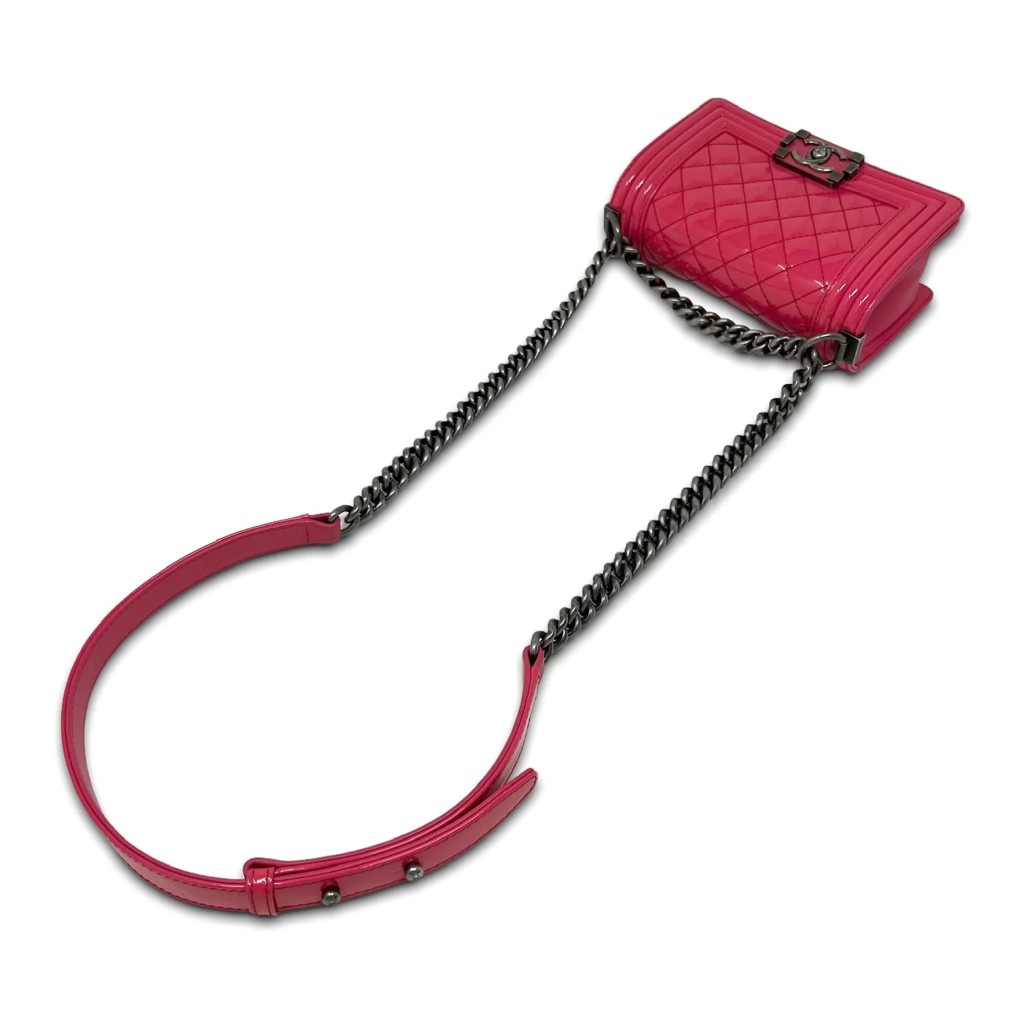 Chanel Pink Patent Small Boy Bag - Image 7