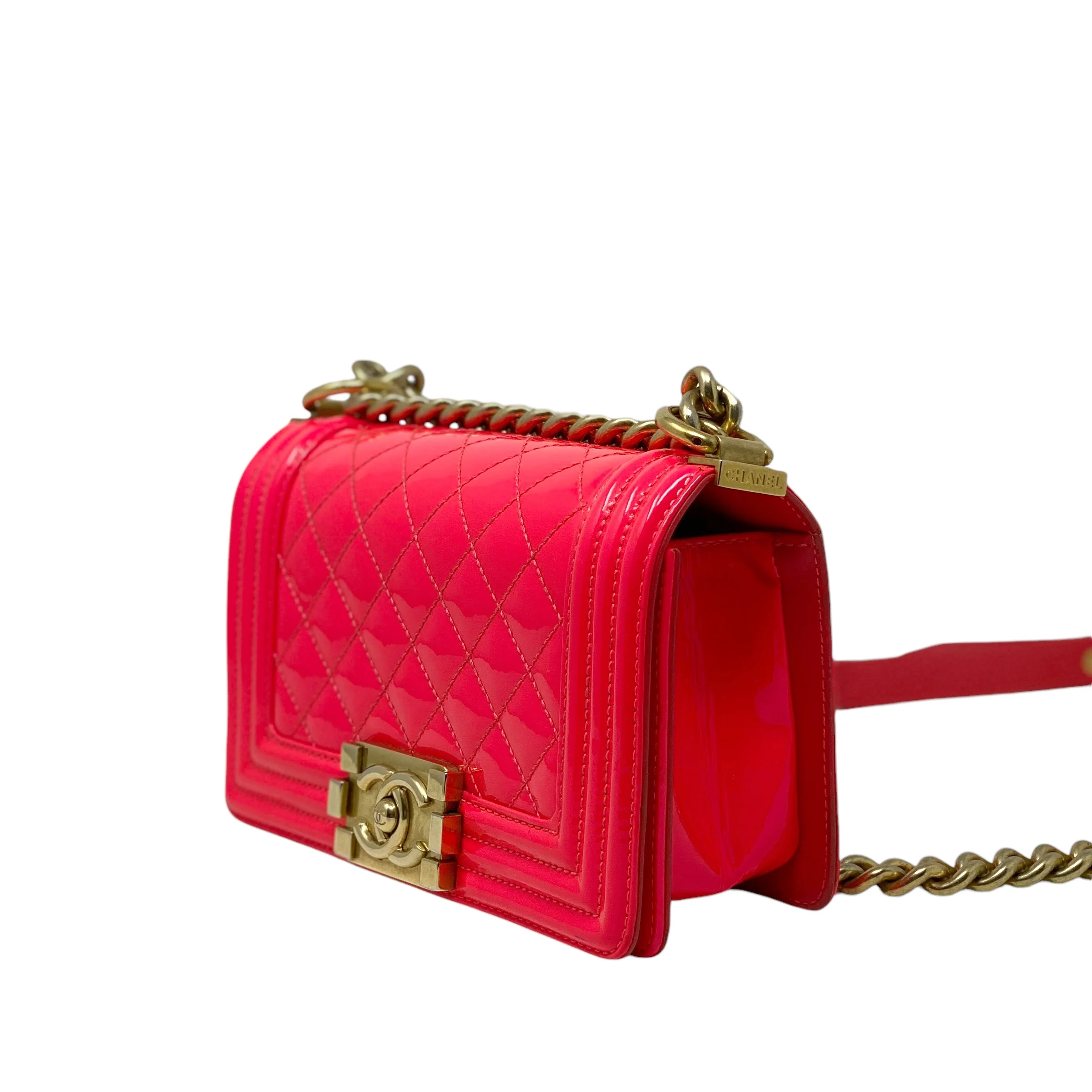Chanel Pink Patent Small Boy Bag - Image 2