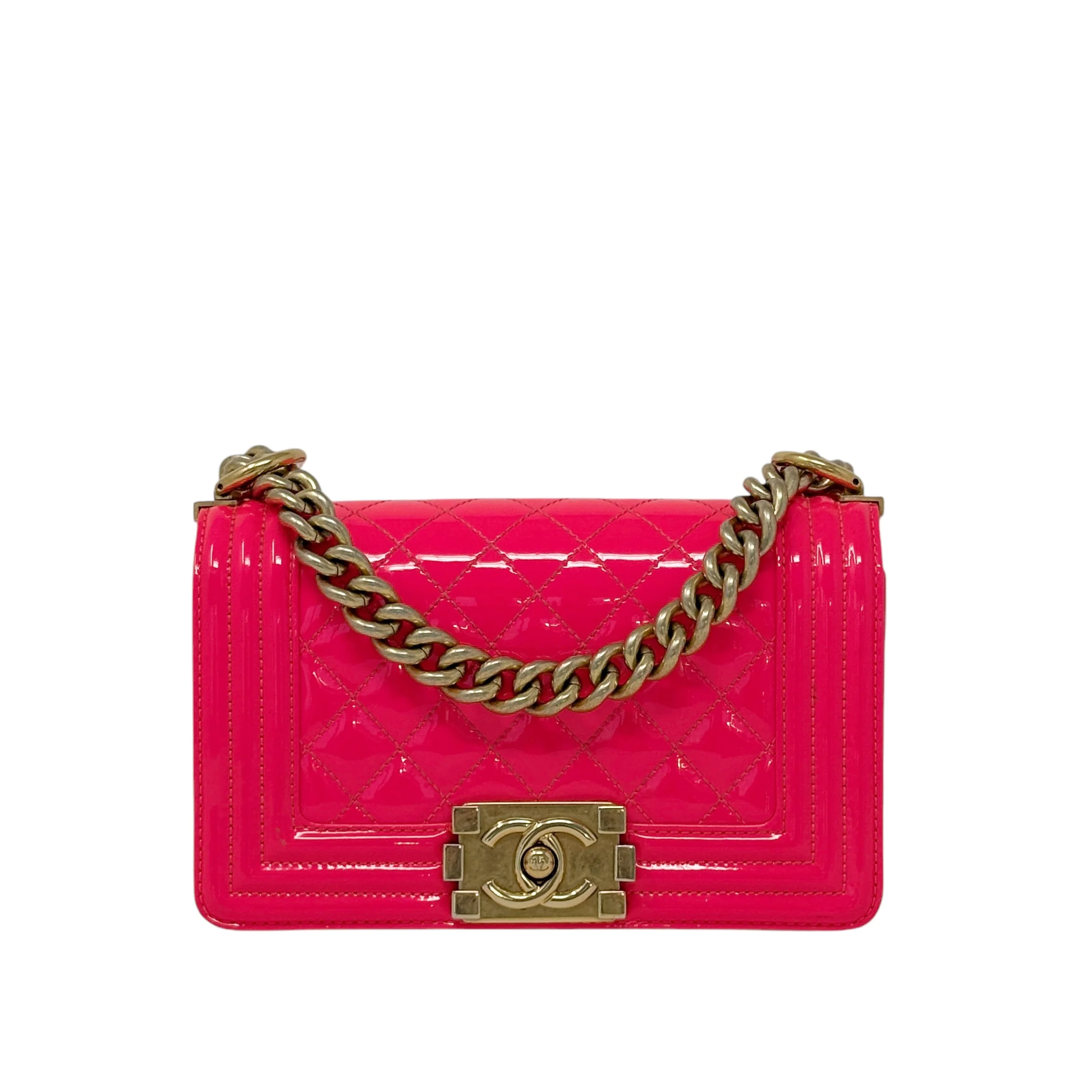 Chanel Pink Patent Small Boy Bag - Image 3