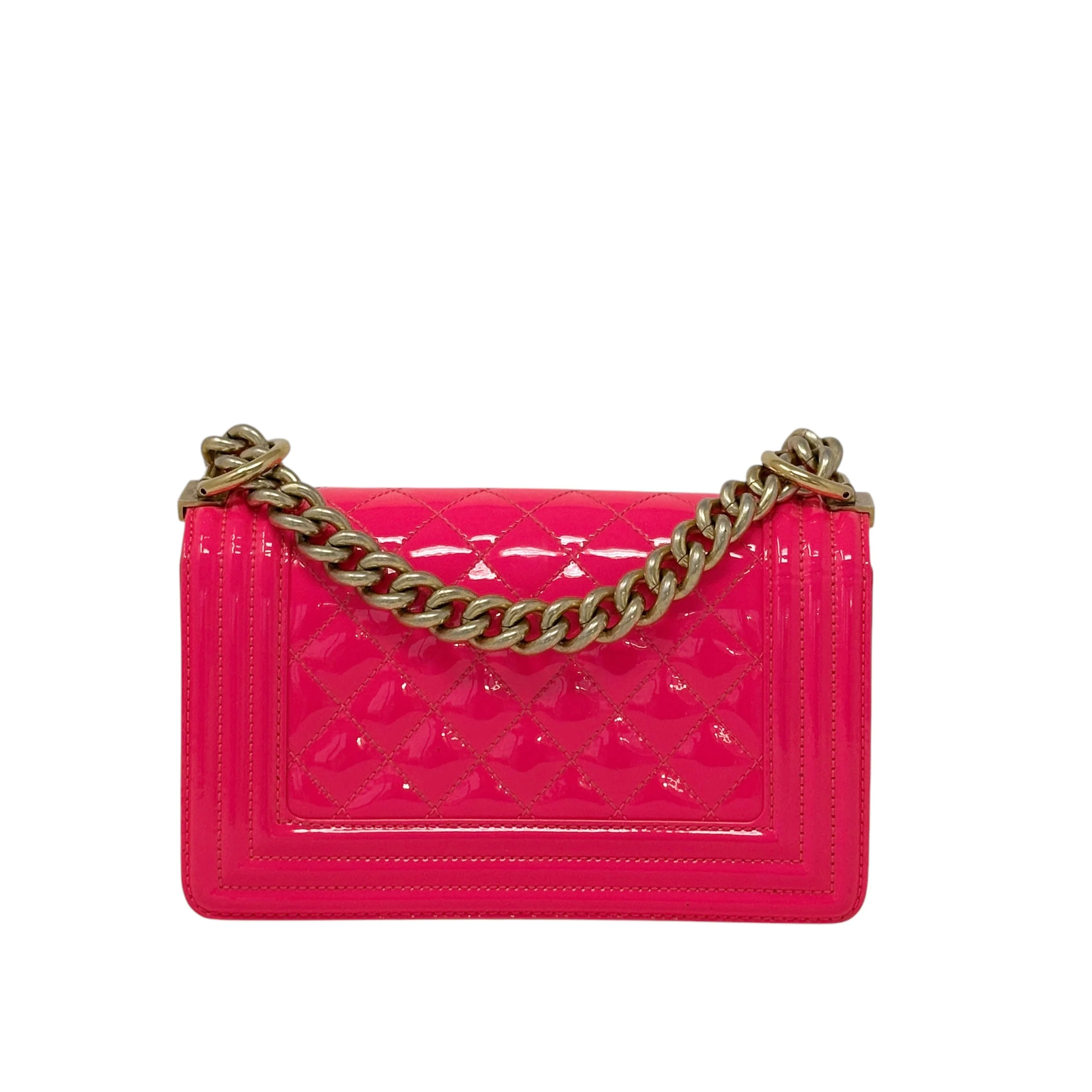 Chanel Pink Patent Small Boy Bag - Image 4