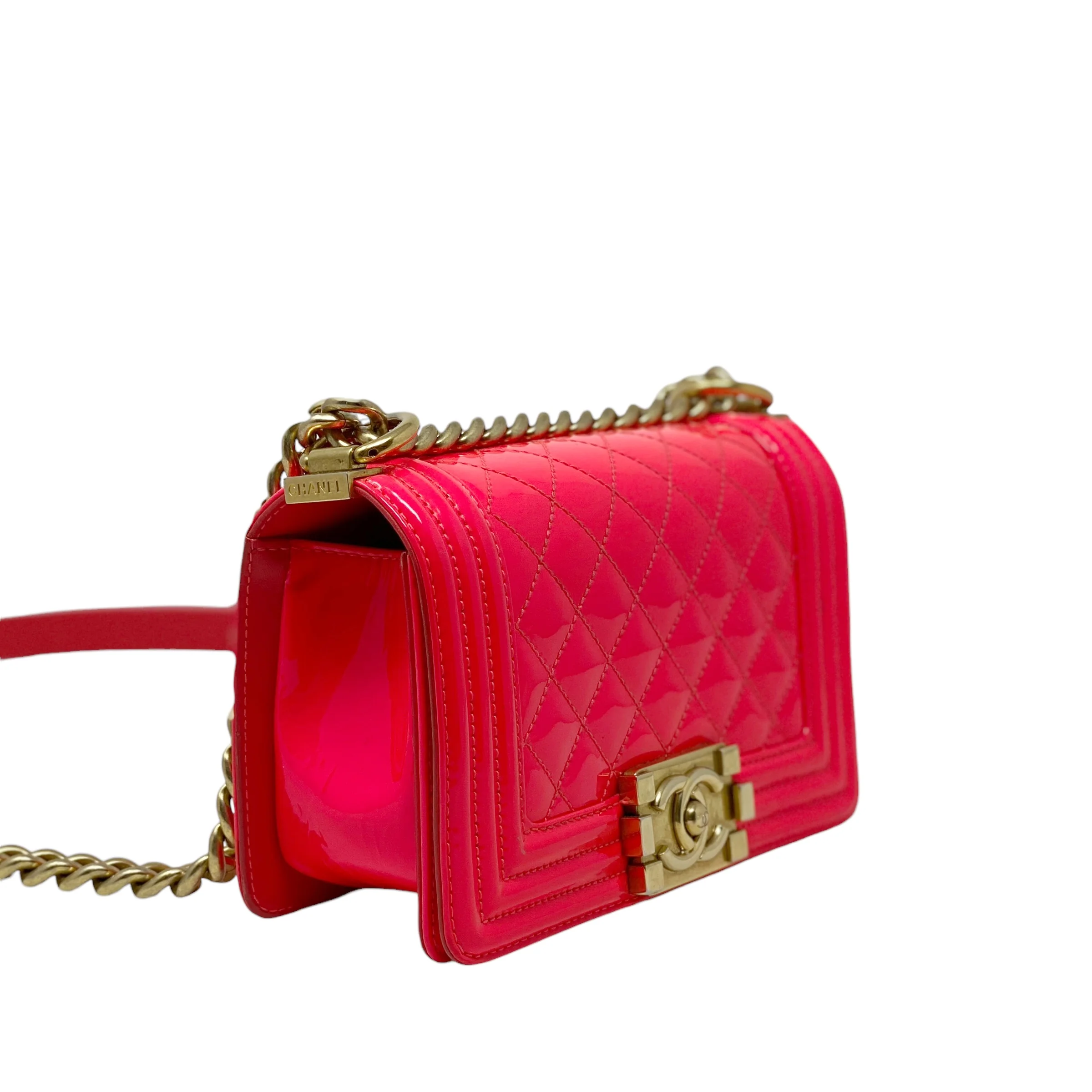 Chanel Pink Patent Small Boy Bag - Image 5
