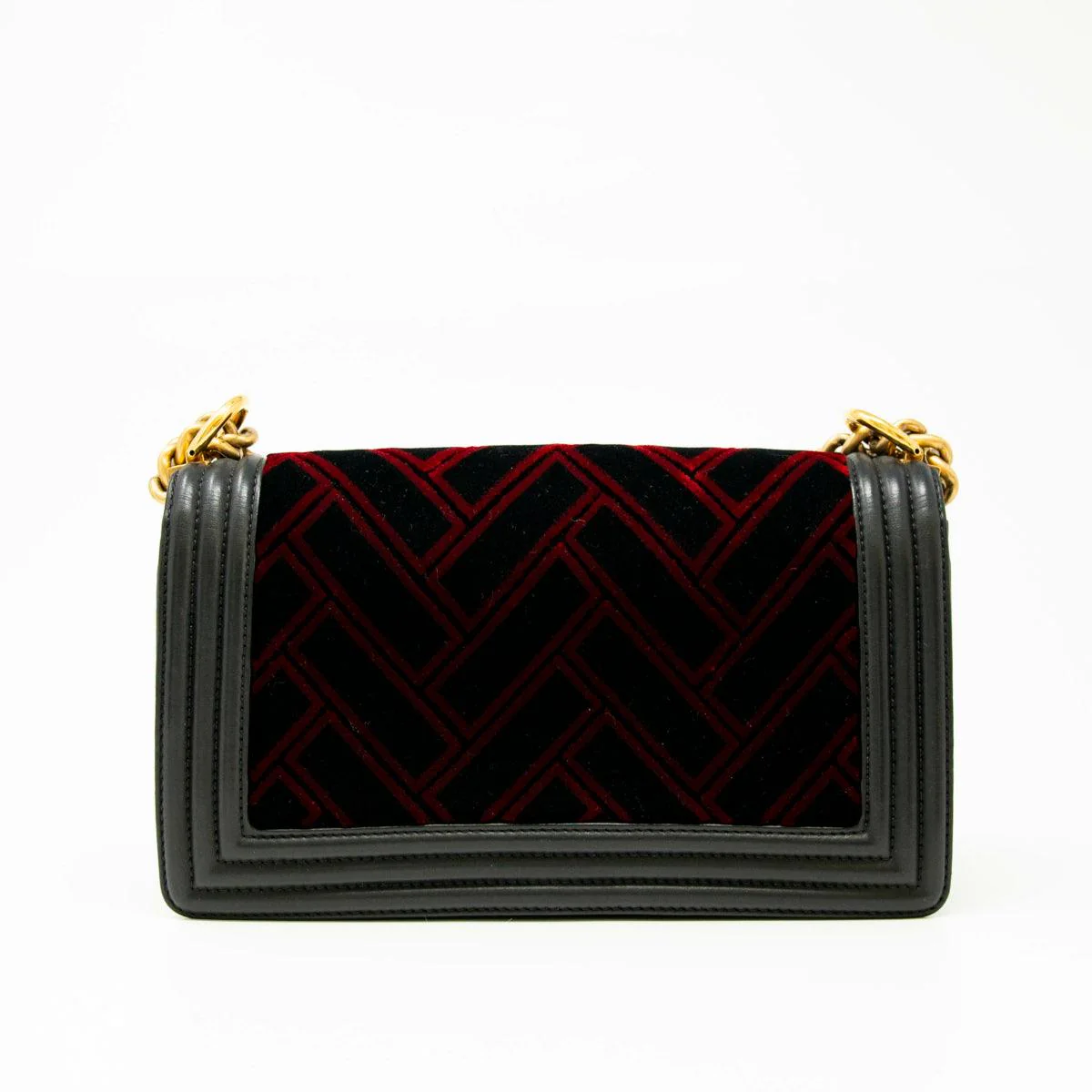 Chanel Red/Black Velvet Medium Boy Bag - Image 3