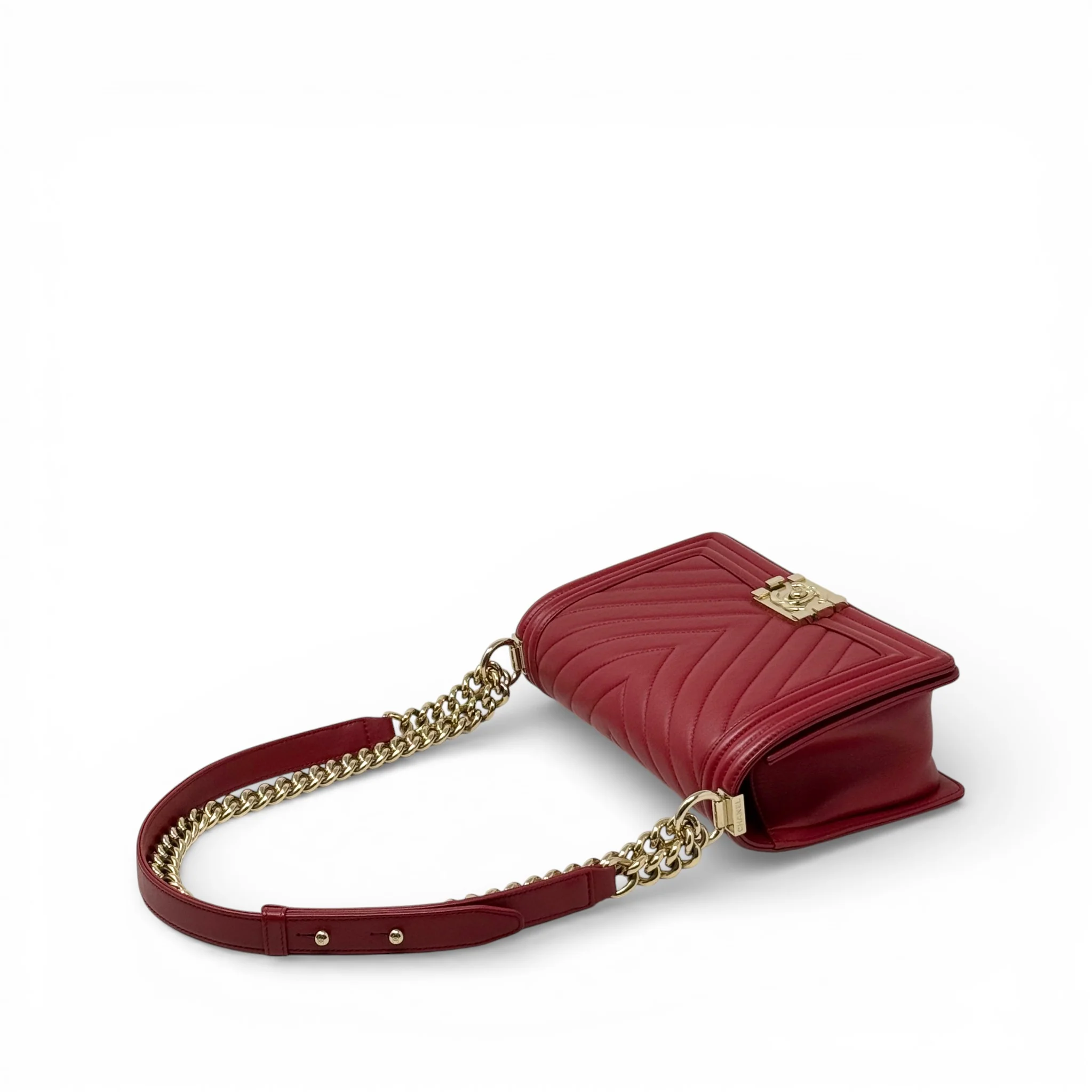 Chanel Red Chevron Medium Boy Bag - Image 10