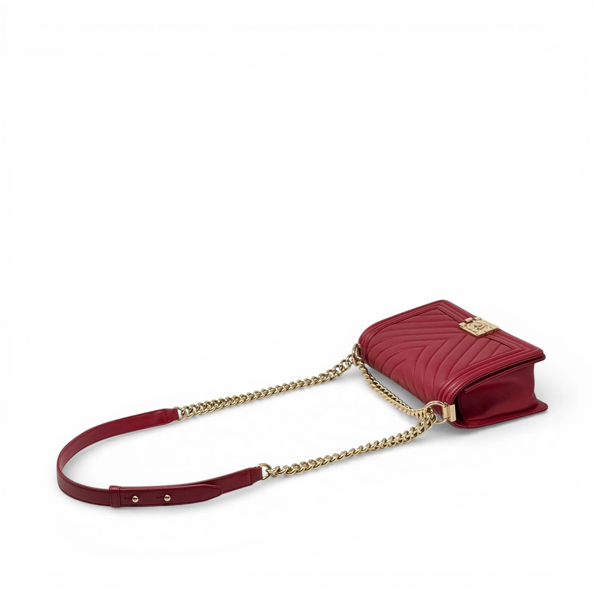 Chanel Red Chevron Medium Boy Bag - Image 11
