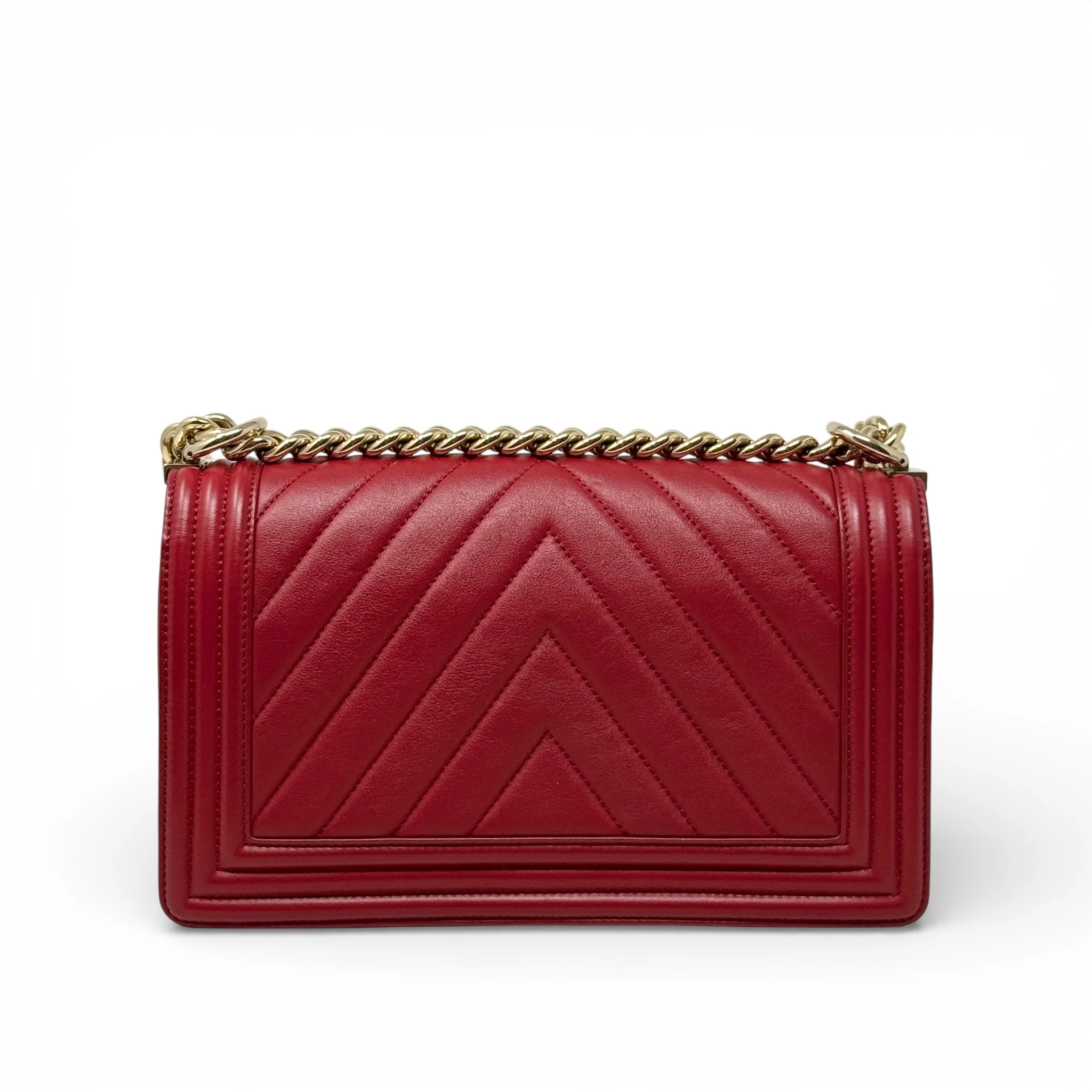 Chanel Red Chevron Medium Boy Bag - Image 3