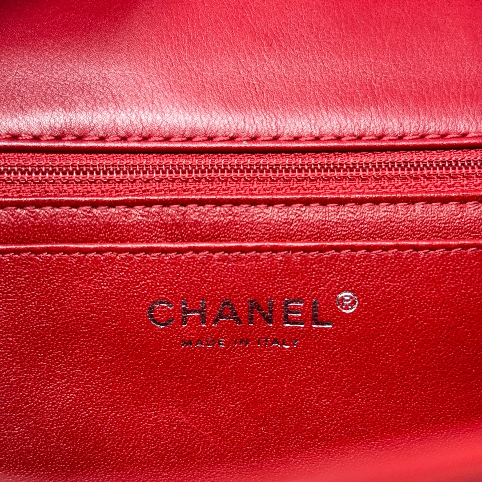 Chanel Red Patent Chevron Maxi Flap - Image 14