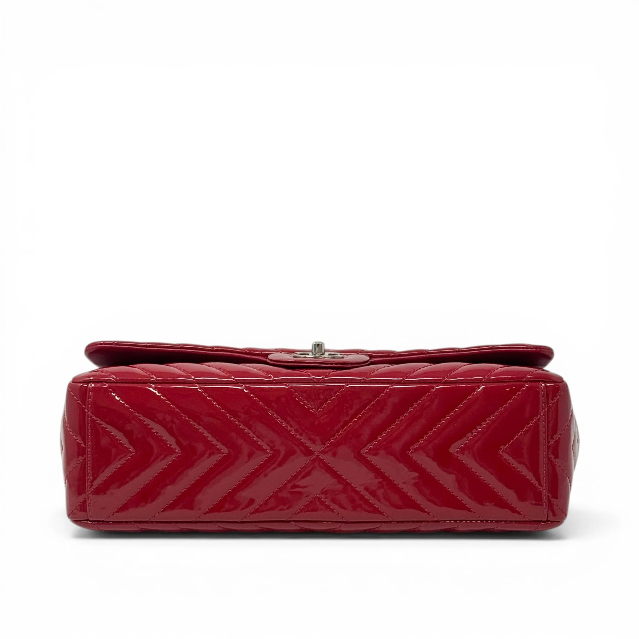 Chanel Red Patent Chevron Maxi Flap - Image 5