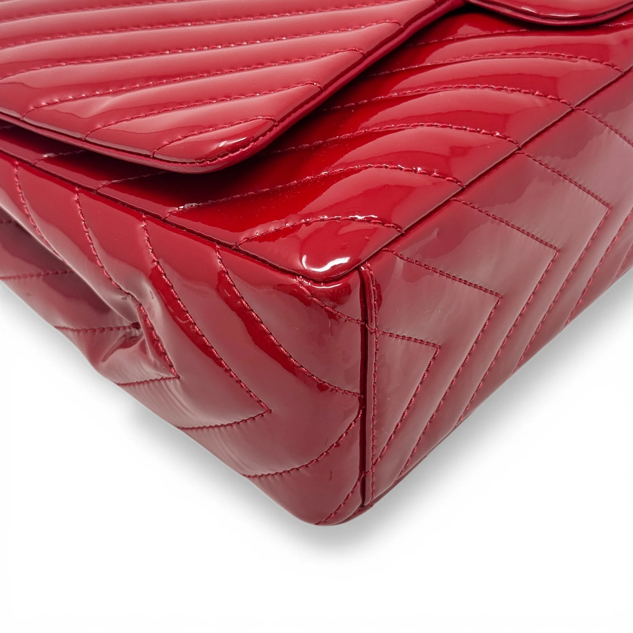 Chanel Red Patent Chevron Maxi Flap - Image 7