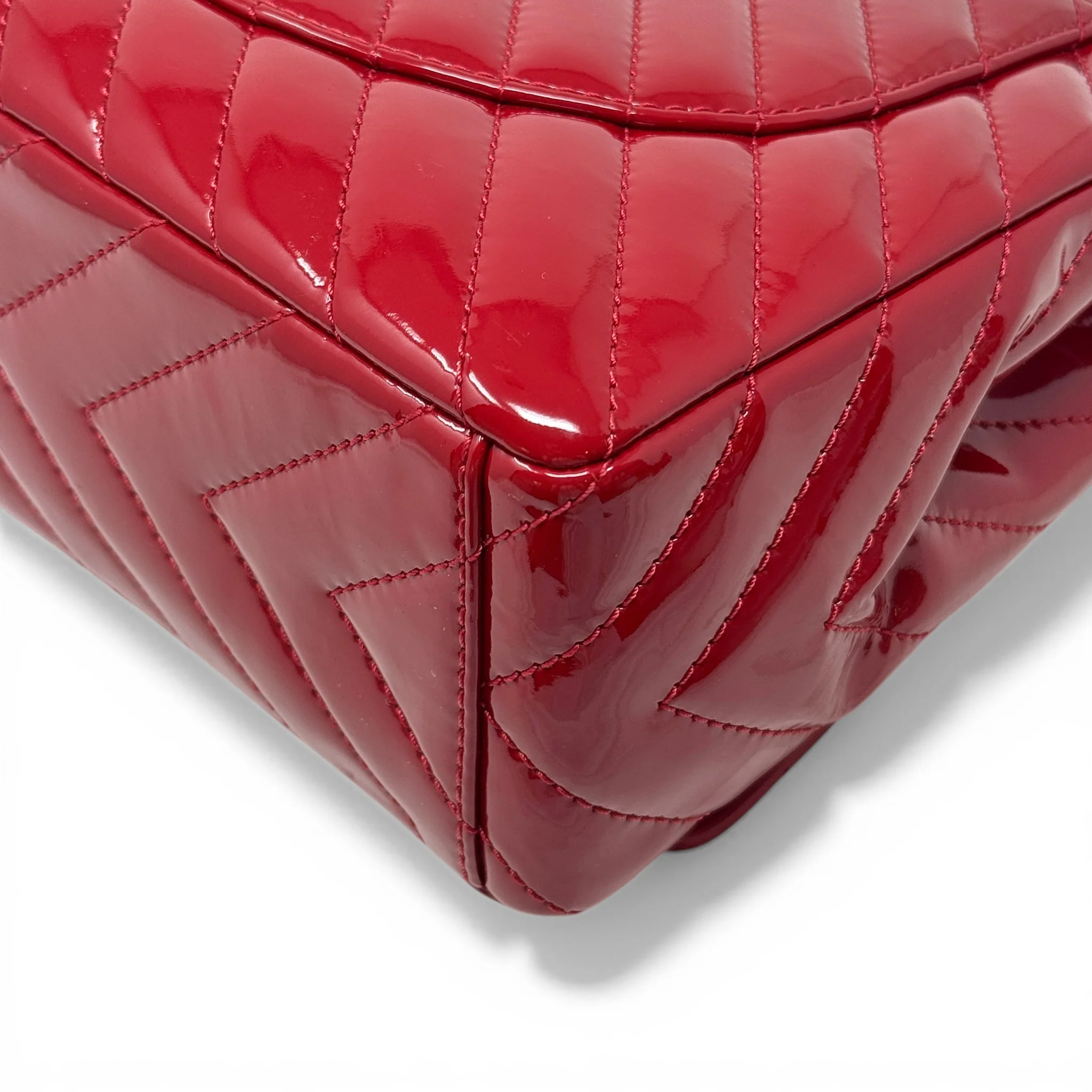 Chanel Red Patent Chevron Maxi Flap - Image 8