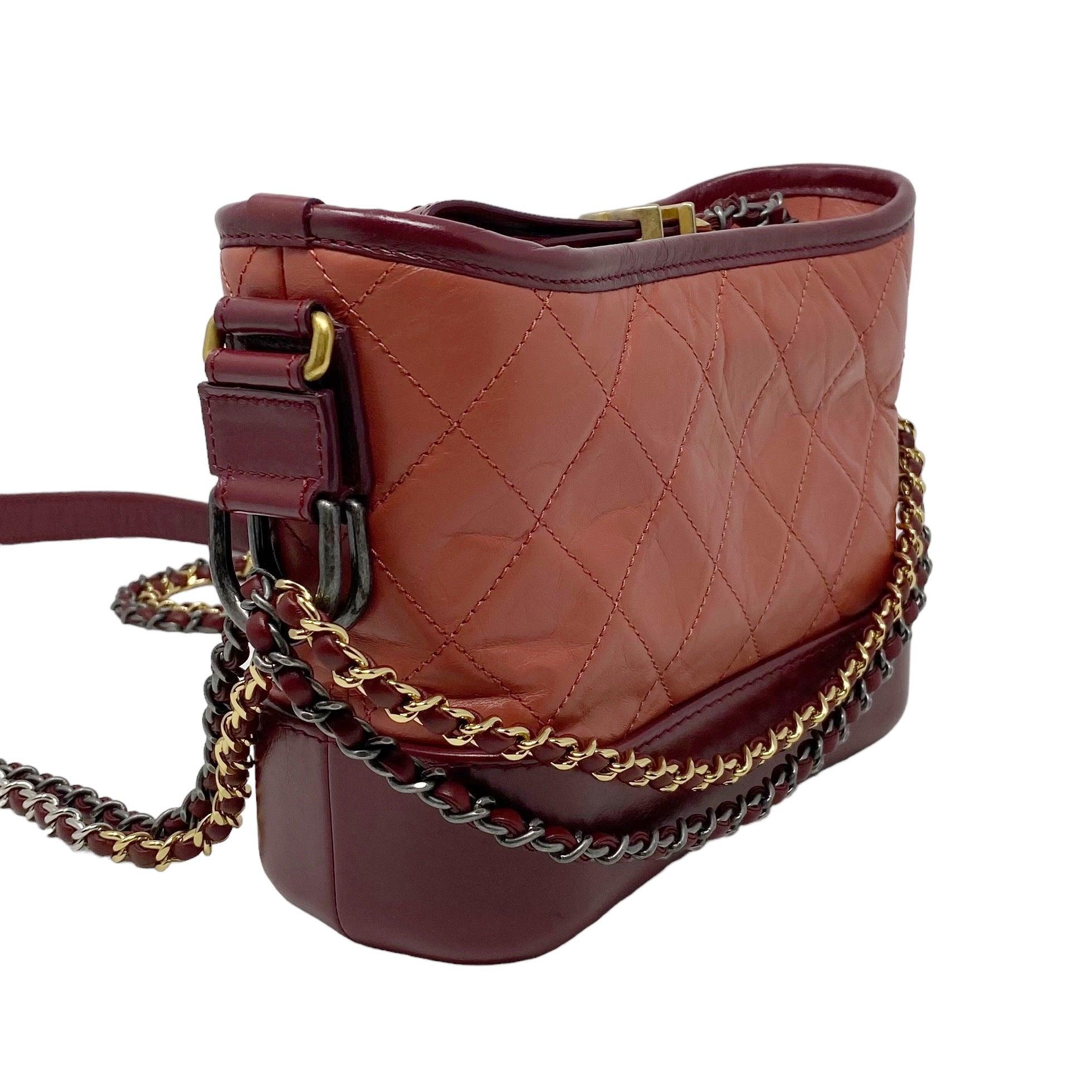 Chanel Salmon Aged Calfskin Small Gabrielle Bag - Image 4