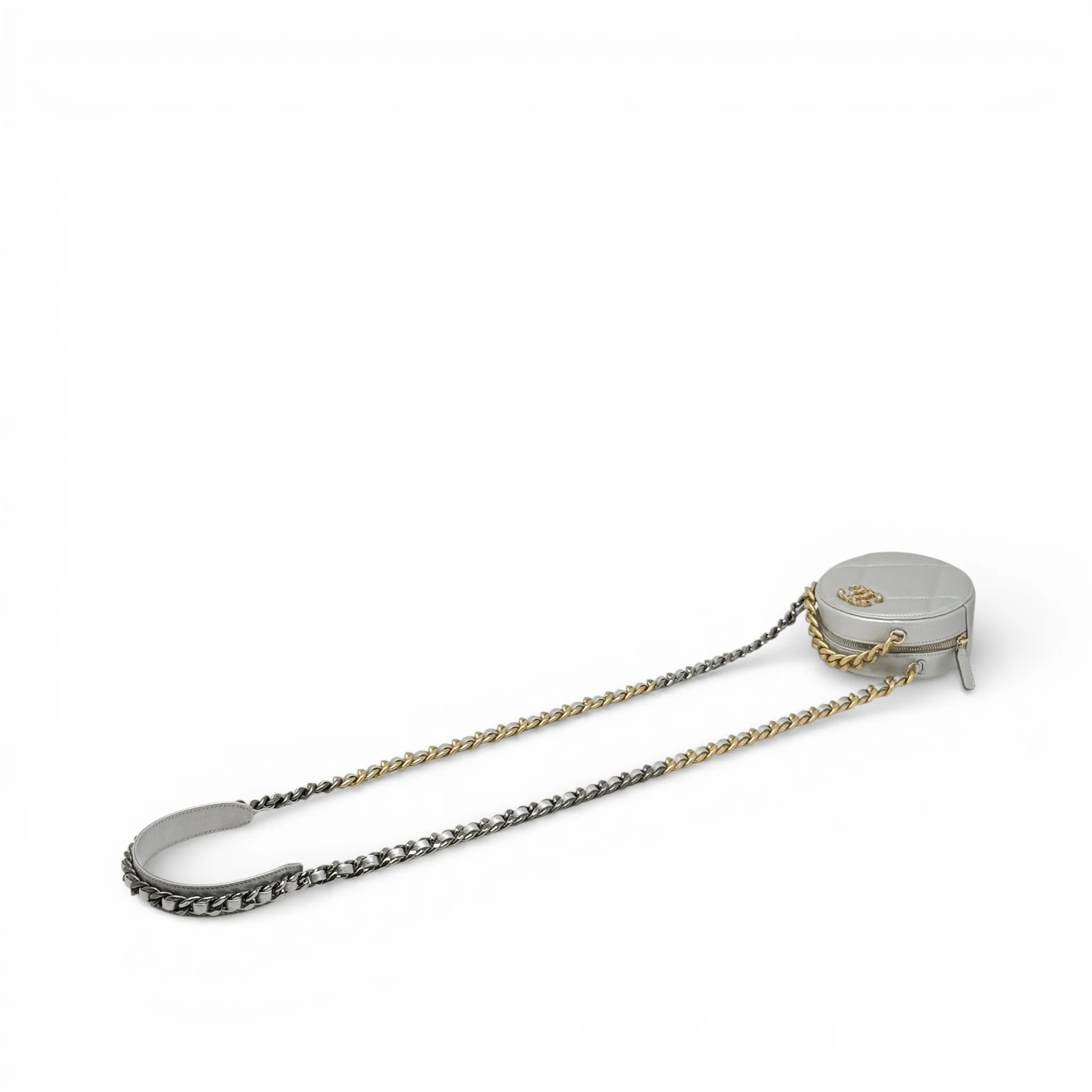 Chanel Silver 19 Round Clutch With Chain - Image 14