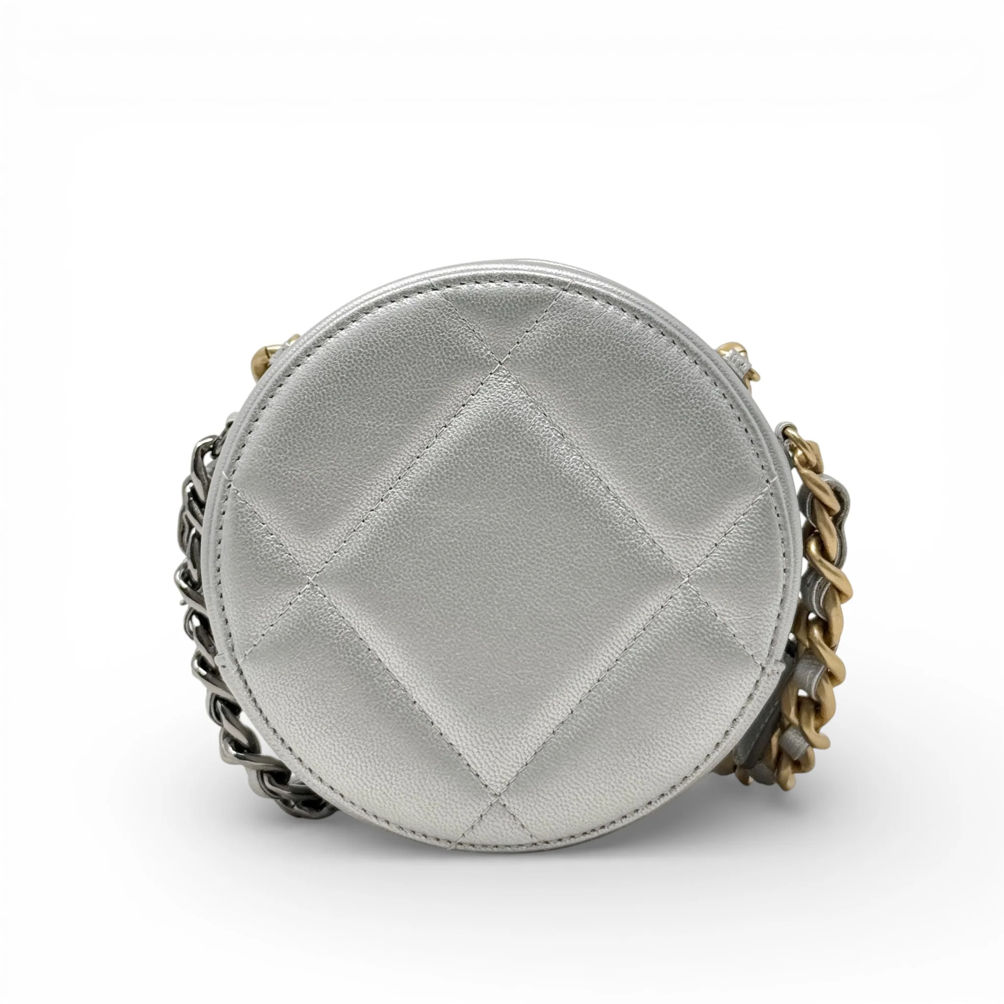 Chanel Silver 19 Round Clutch With Chain - Image 3