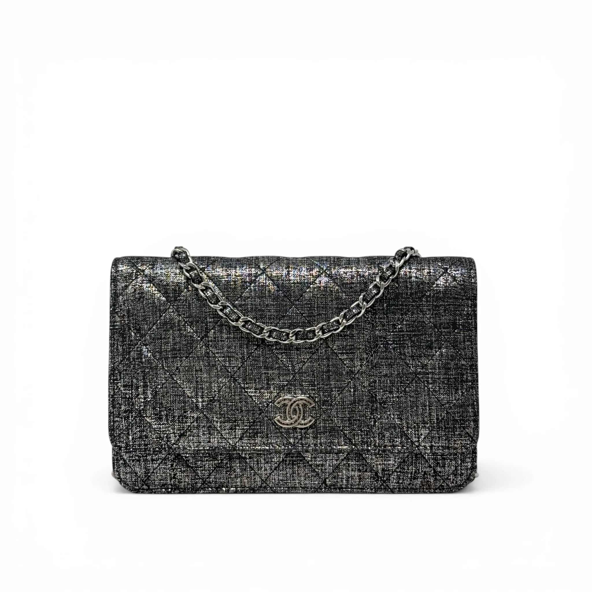 Chanel Metallic Canvas Wallet On Chain