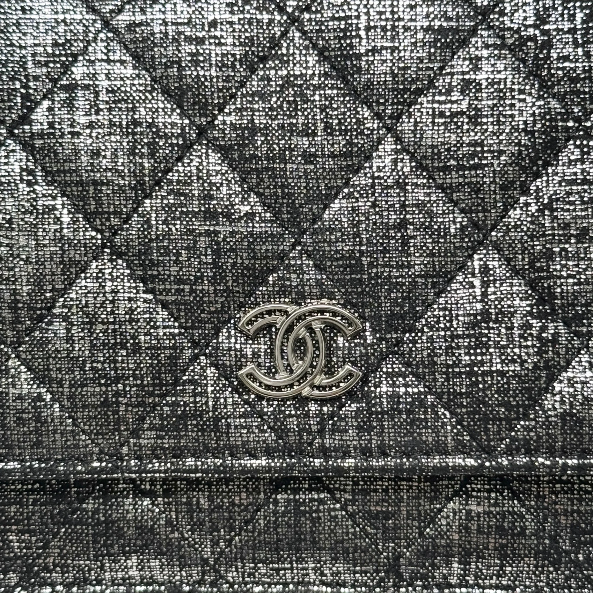 Chanel Metallic Canvas Wallet On Chain - Image 10